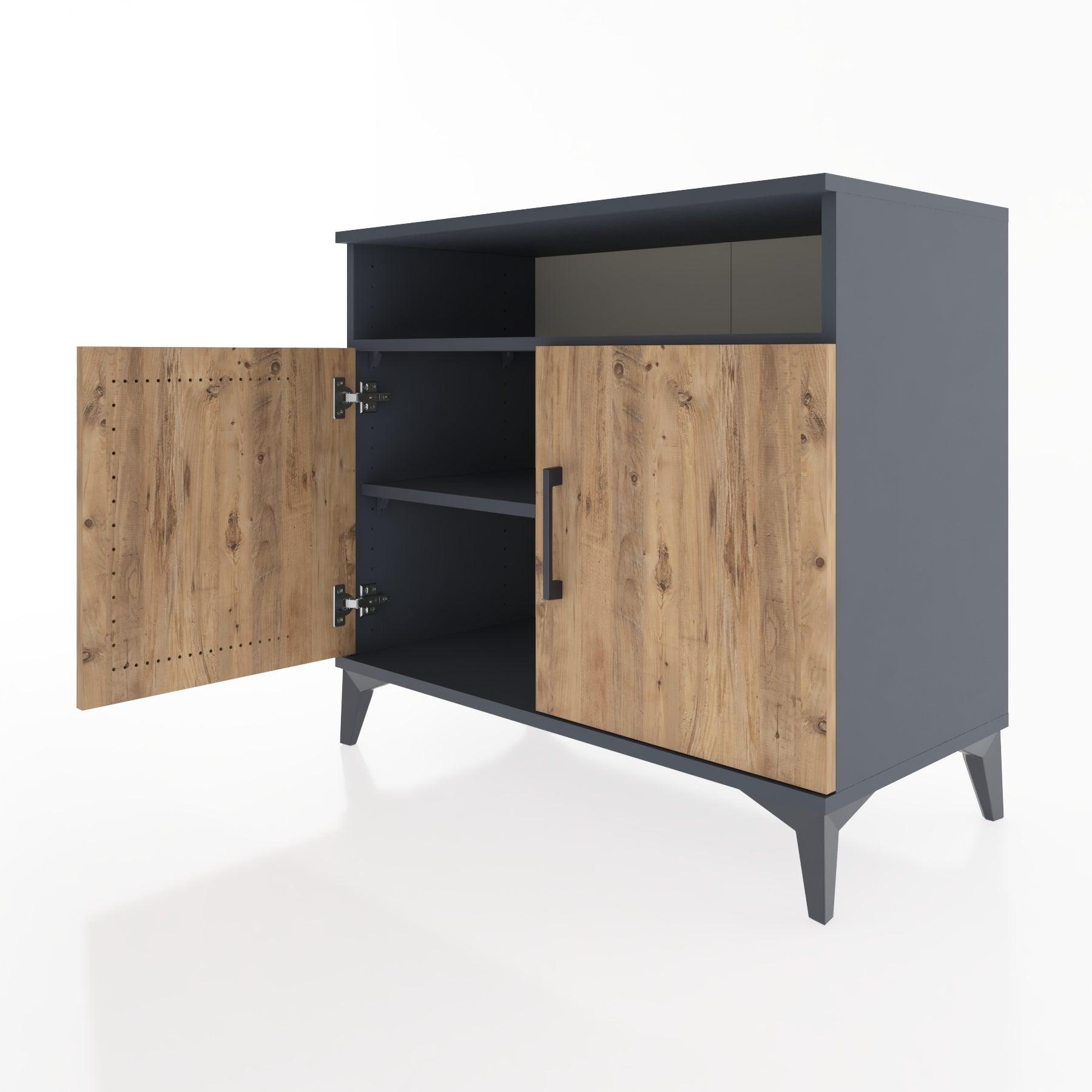 Woodntry Modüler Şifonyer Antrasit 88x44x68 cm Kapaklı ve Raflı KR11-2