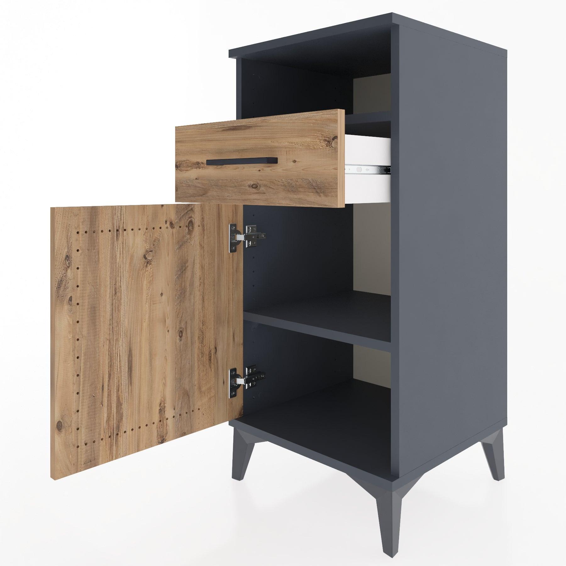 Woodntry Modular Nightstand Anthracite 44x44x84 cm Functional F33-2