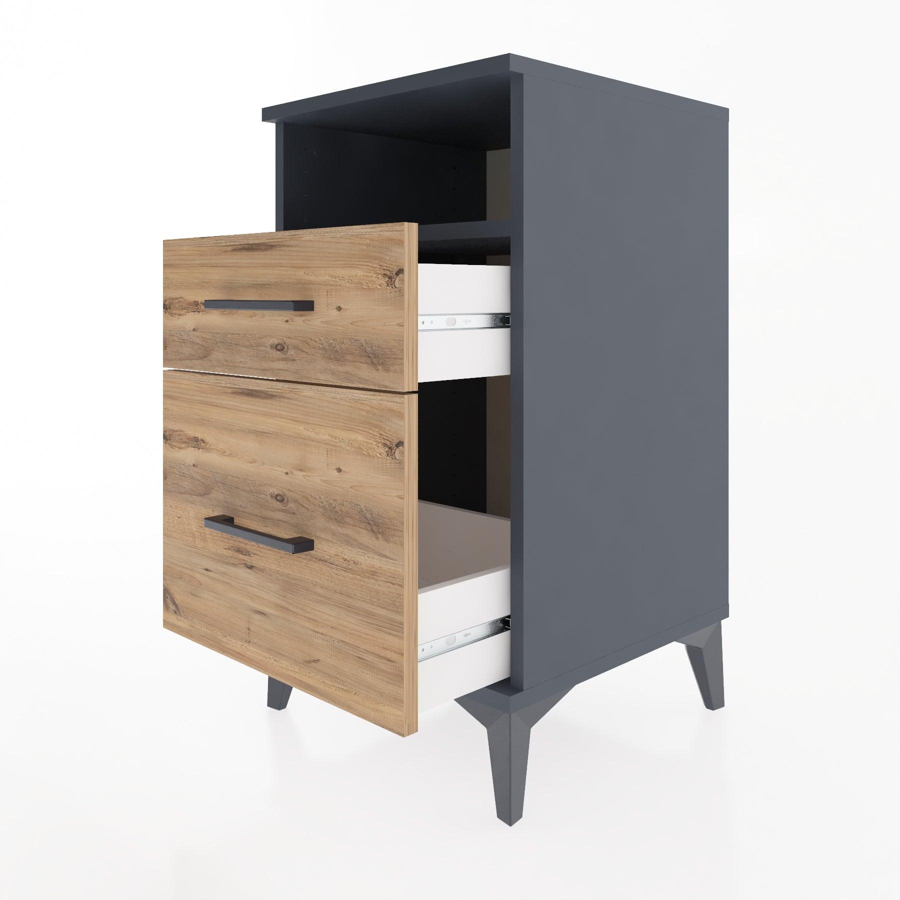 Woodntry Modular Nightstand Anthracite 44x44x68 cm with Drawers and Shelves CR11-2