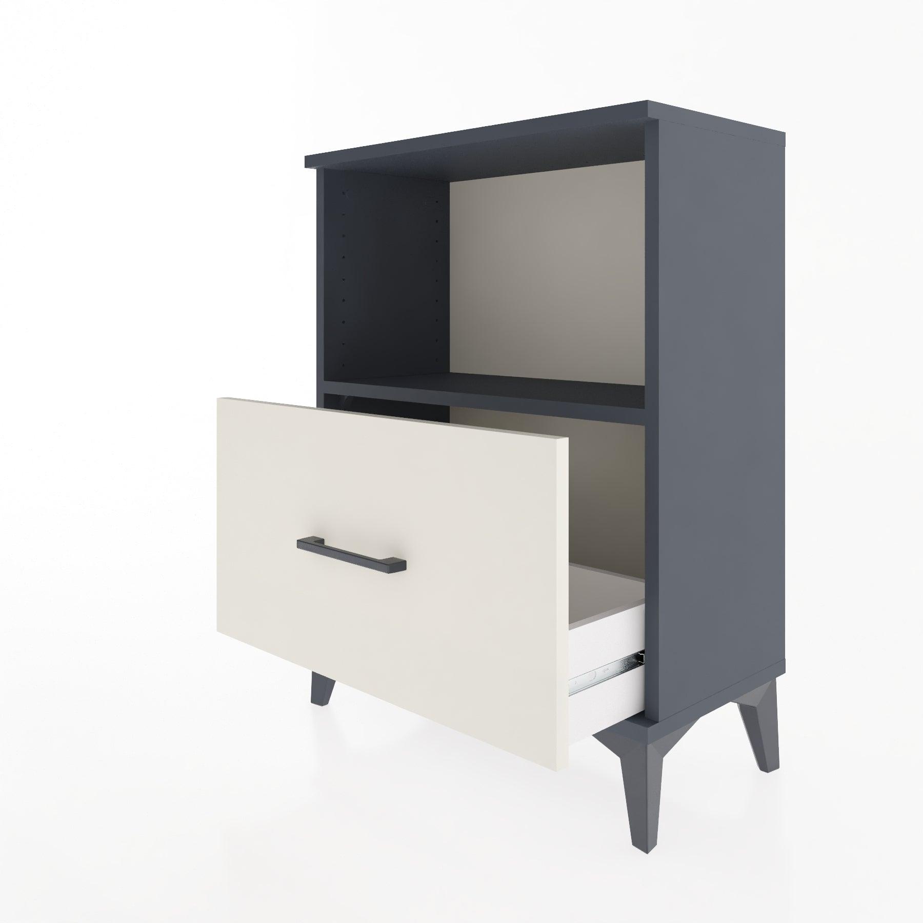 Woodntry Modular Nightstand Anthracite 60x30x68 cm with Drawer and Shelf CR11-2