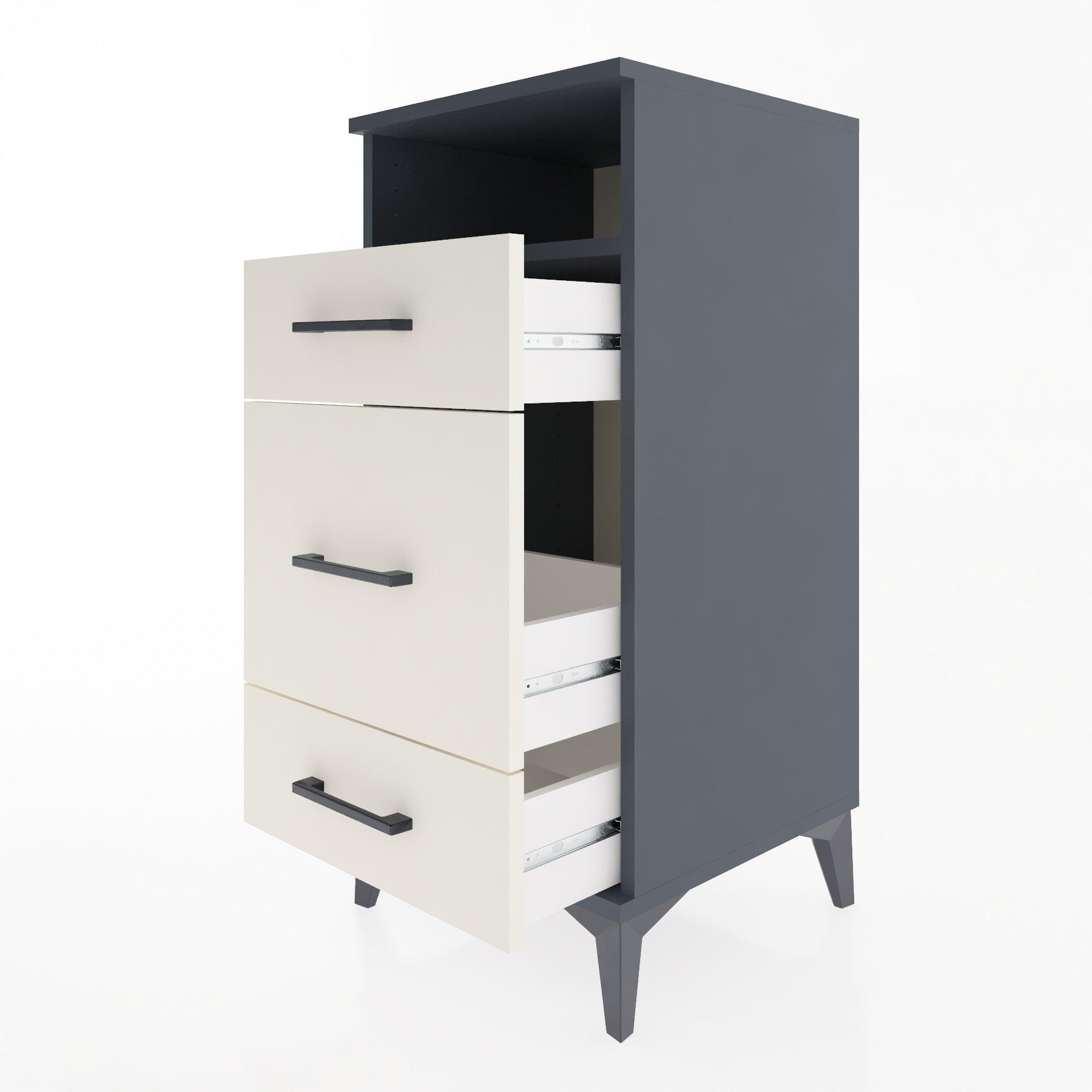 Woodntry Modular Nightstand Anthracite 44x44x84 cm with Drawers and Shelves CR11-2