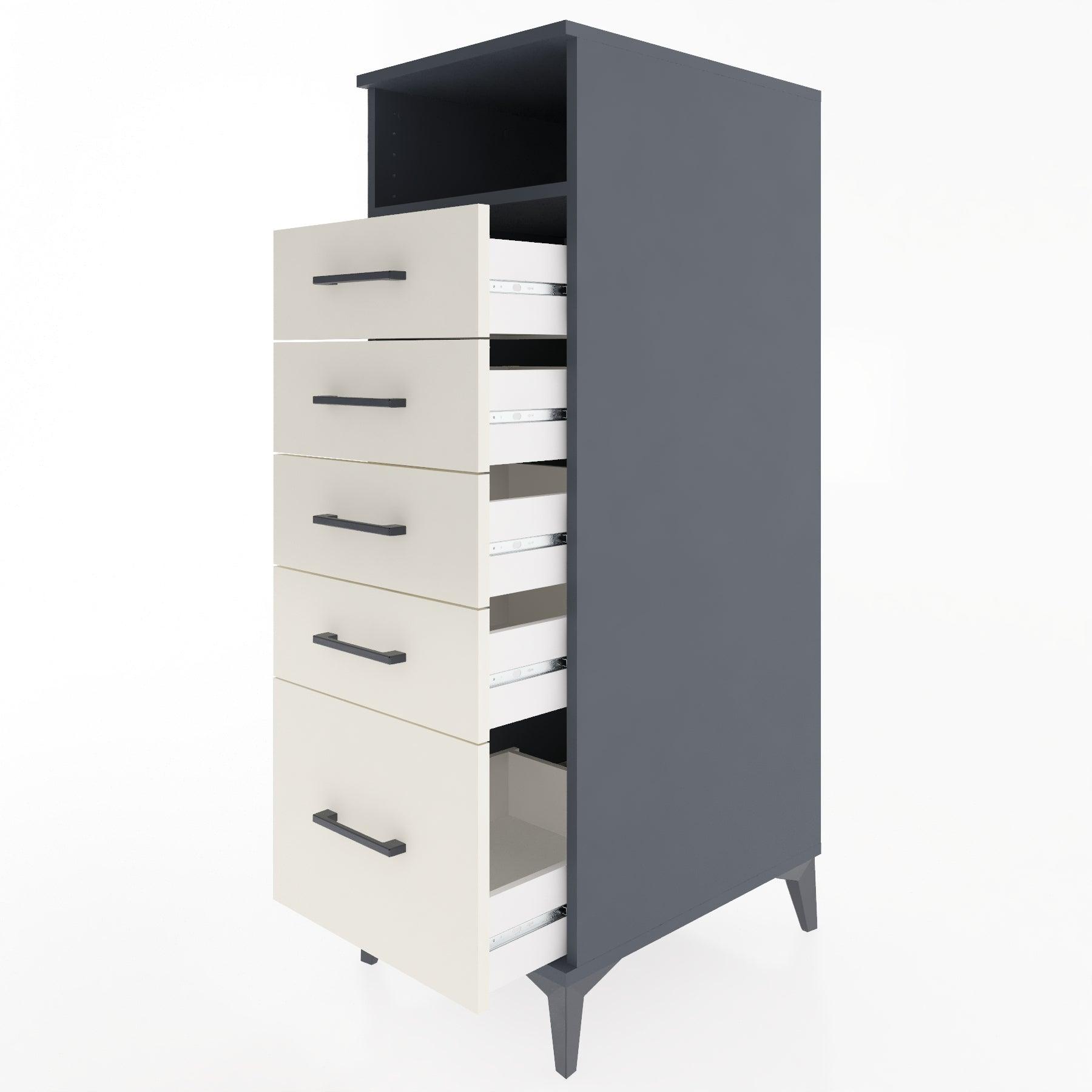 Woodntry Modular Cabinet Anthracite 44x30x122 cm with Drawers and Shelves CR11-2