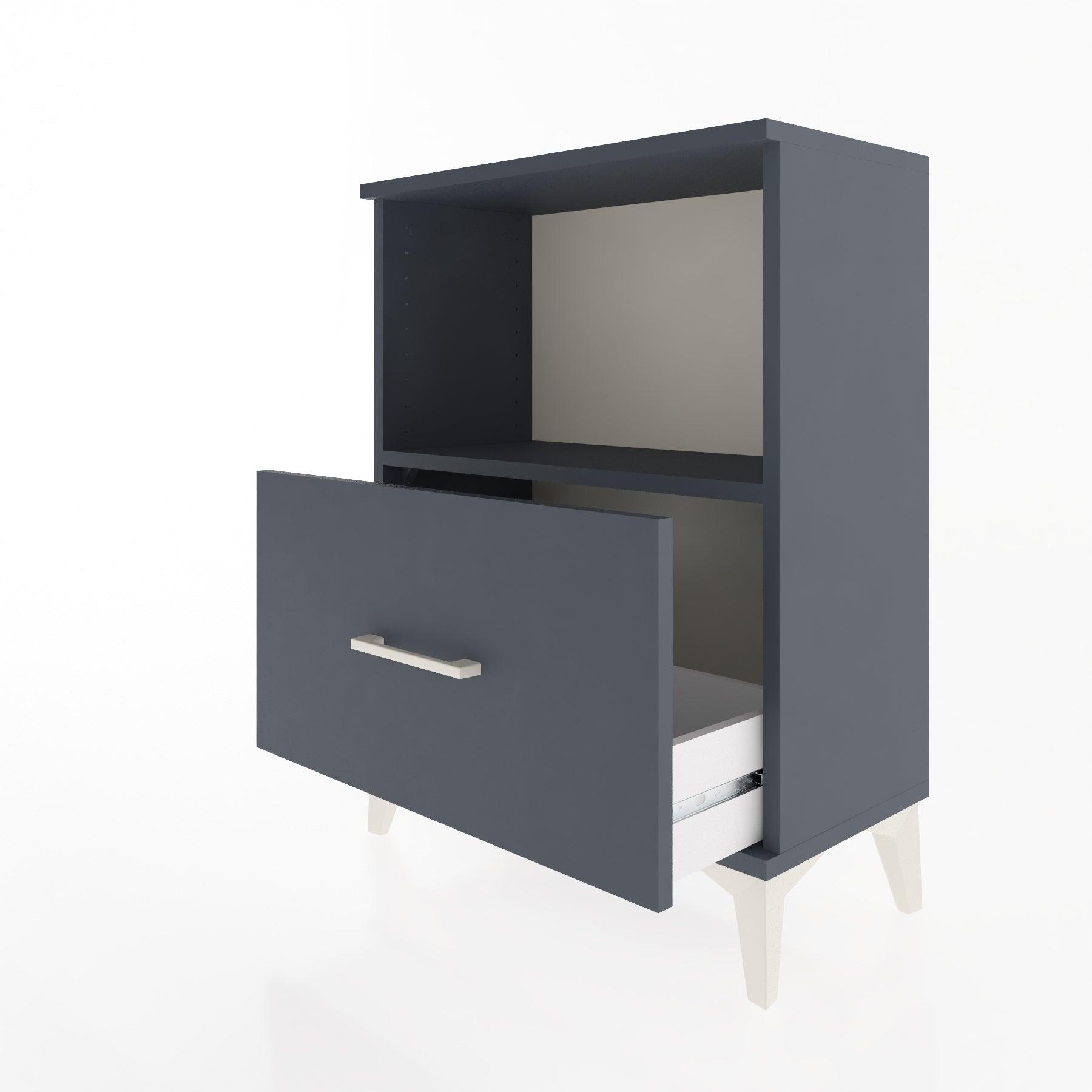 Woodntry Modular Nightstand Anthracite 60x30x68 cm with Drawer and Shelf CR11-2