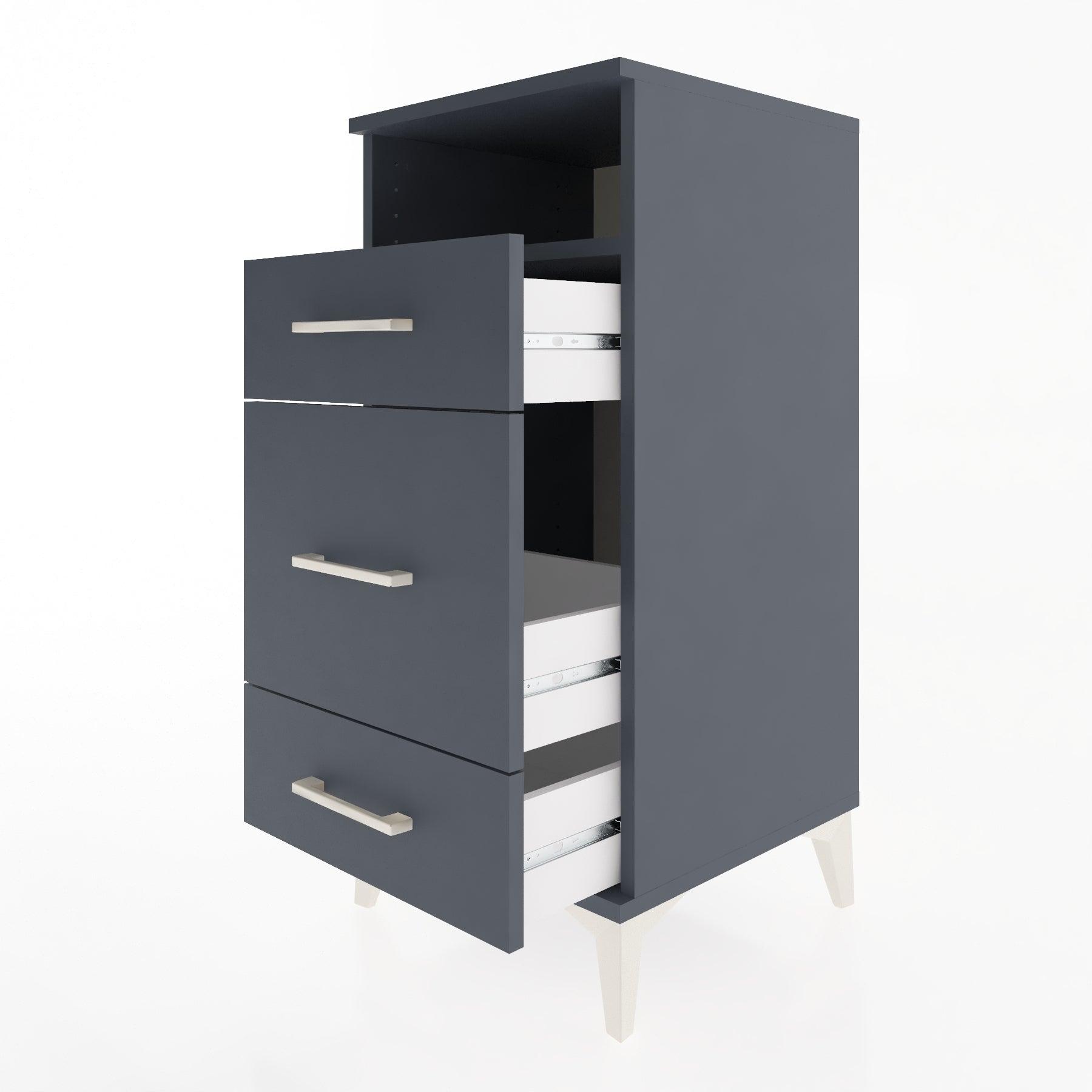 Woodntry Modular Nightstand Anthracite 44x44x84 cm with Drawers and Shelves CR11-2