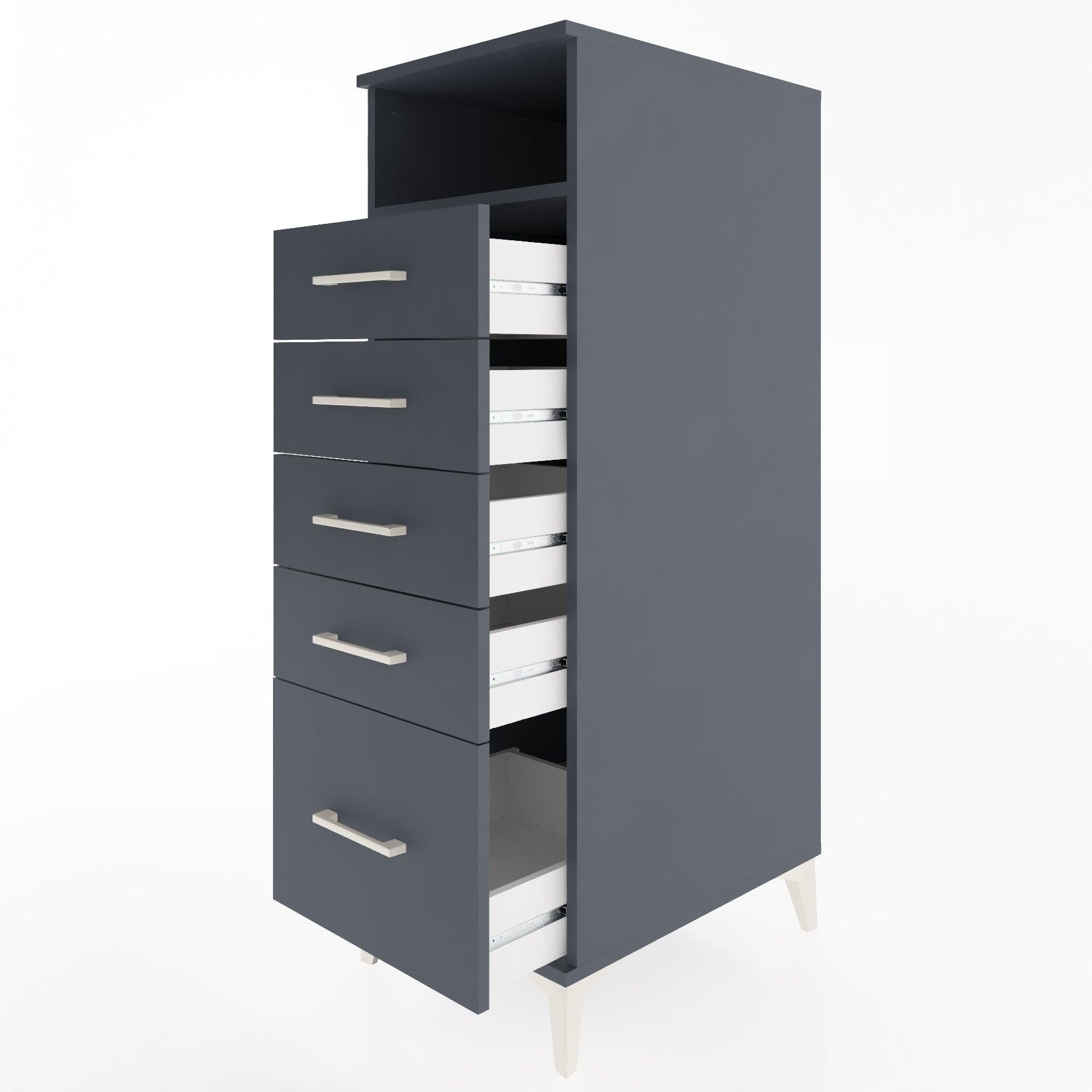 Woodntry Modular Cabinet Anthracite 44x30x122 cm with Drawers and Shelves CR11-2