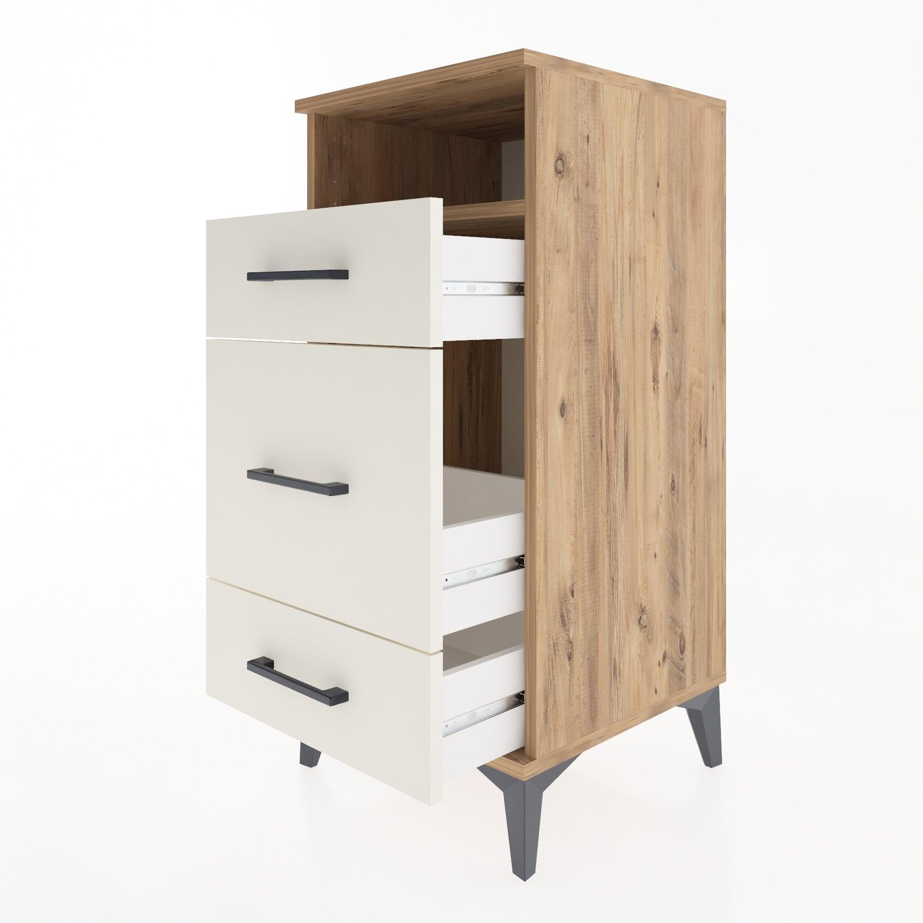 Woodntry Modular Nightstand Pine 44x44x84 cm with Drawers and Shelves CR11-3