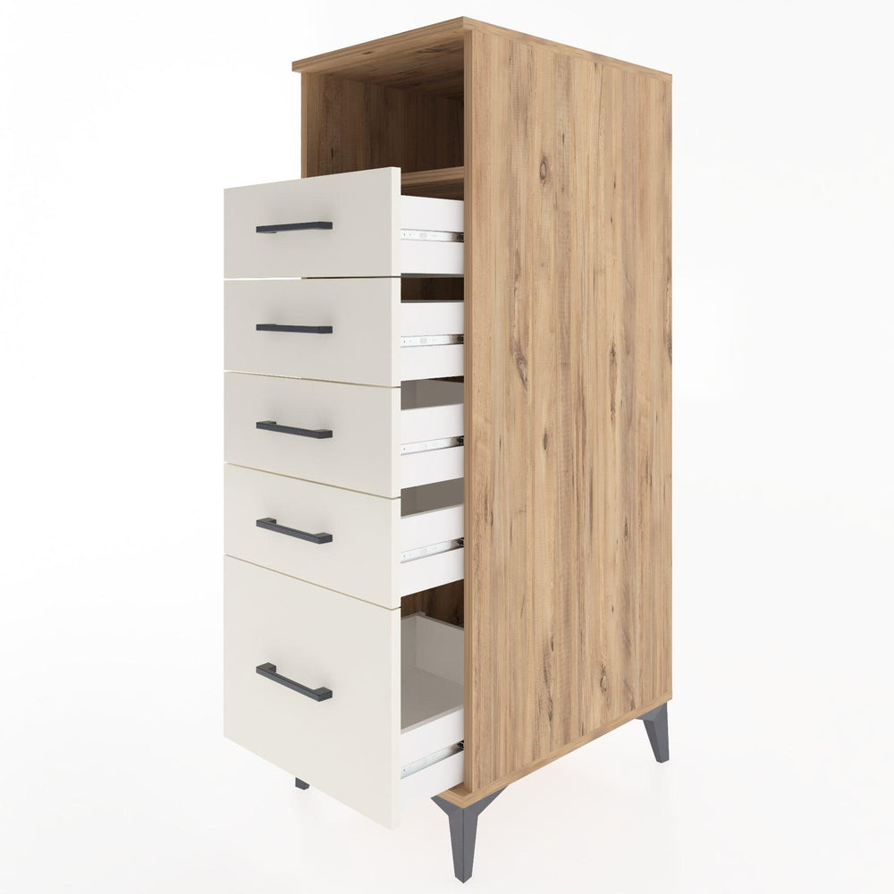 Woodntry Modüler Dolap Çam 44x30x122 cm Çekmeceli ve Raflı CR111-3