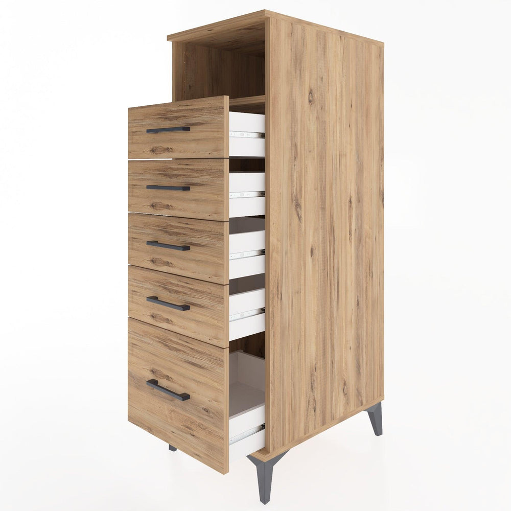 Woodntry Modüler Dolap Çam 44x30x122 cm Çekmeceli ve Raflı CR111-3