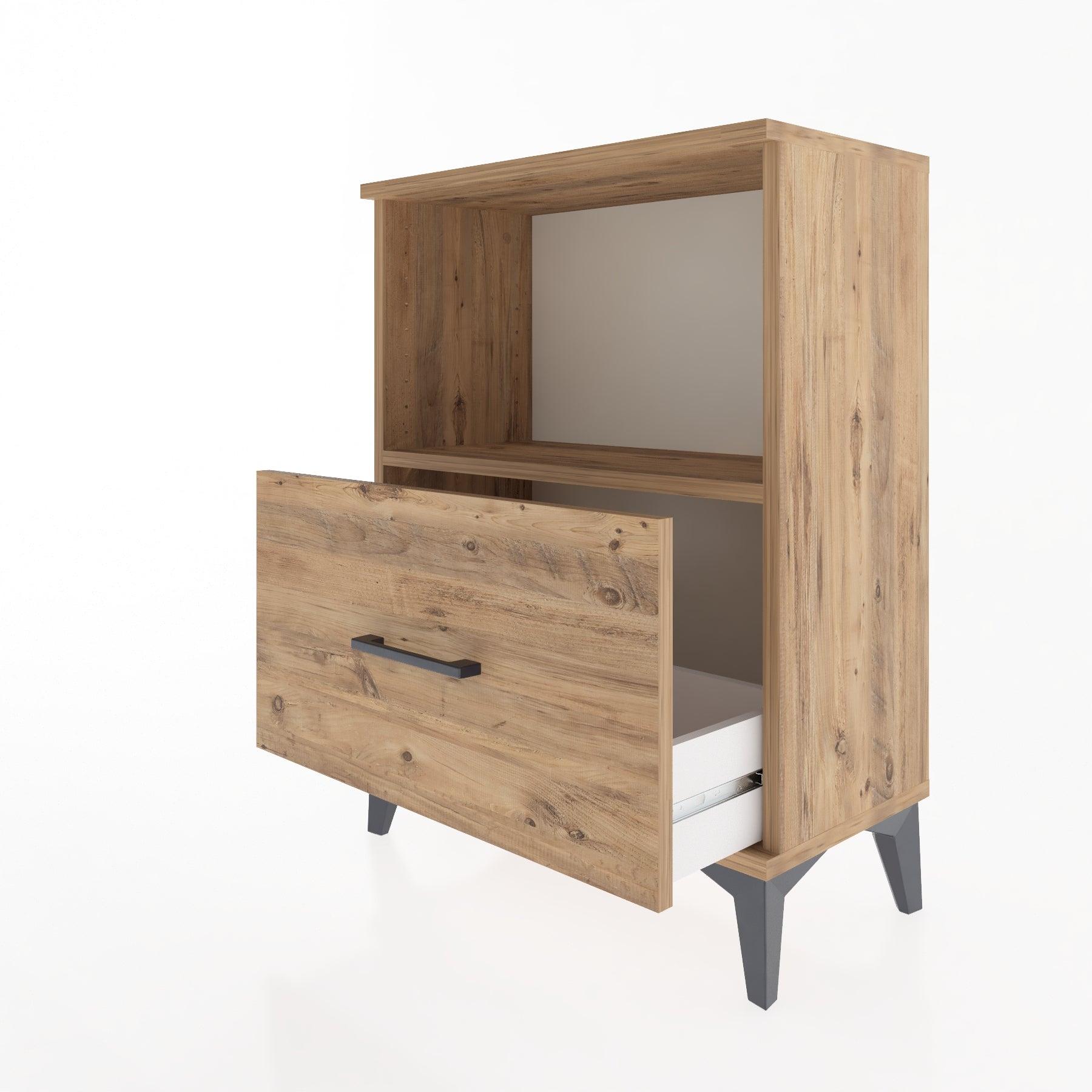 Woodntry Modular Nightstand Pine 60x30x68 cm with Drawers and Shelves CR11-3