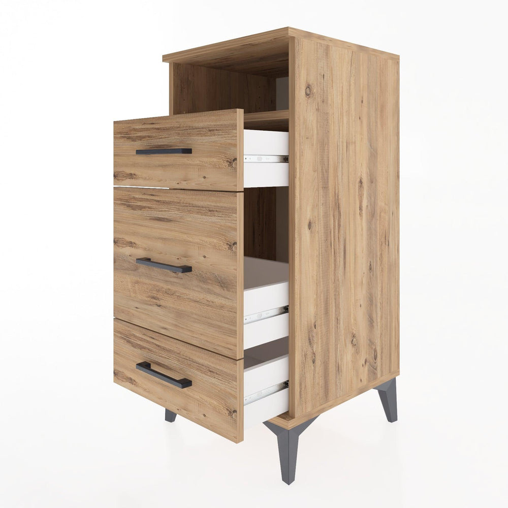 Woodntry Modüler Komodin Çam 44x44x84 cm Çekmeceli ve Raflı CR11-3