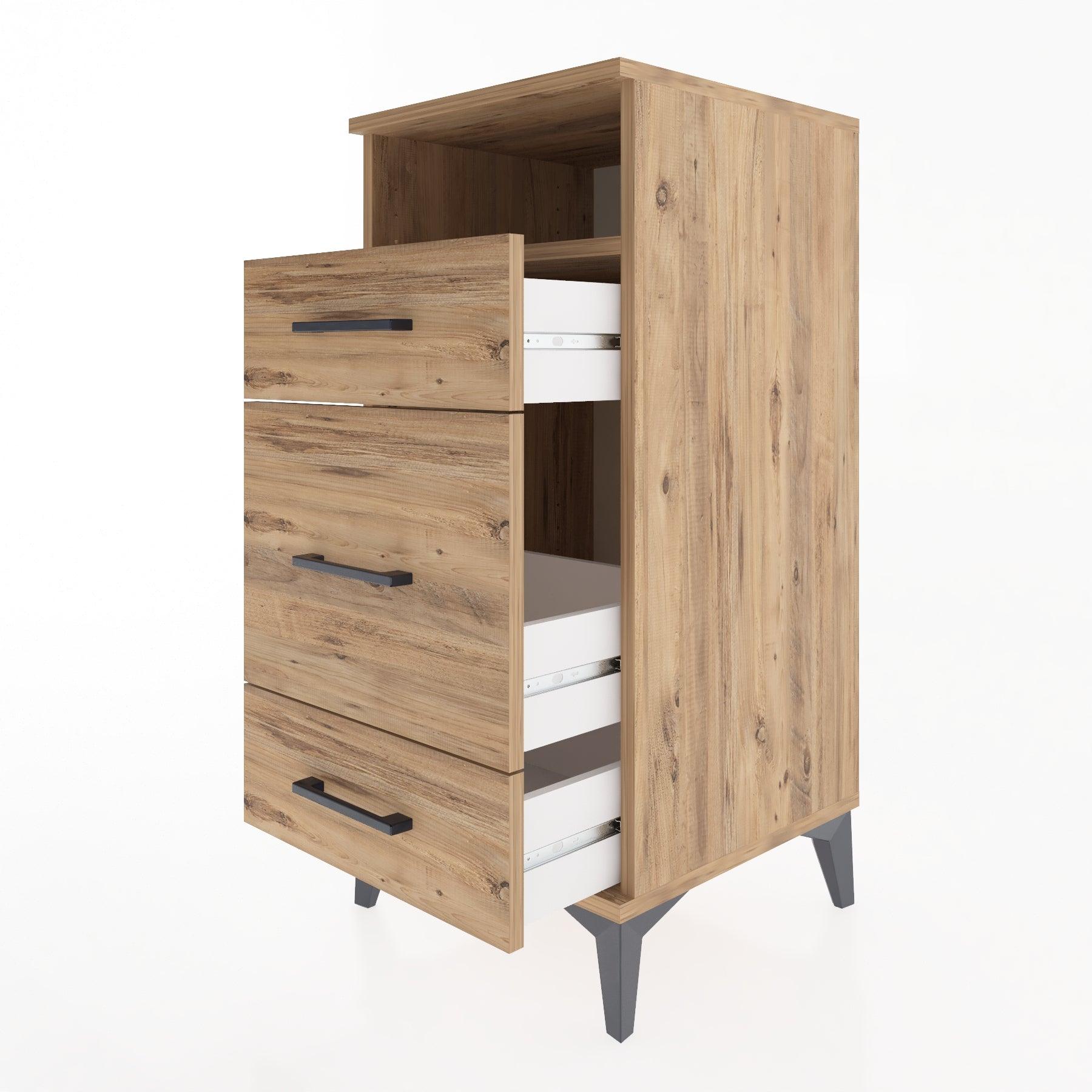 Woodntry Modular Nightstand Pine 44x44x84 cm with Drawers and Shelves CR11-3