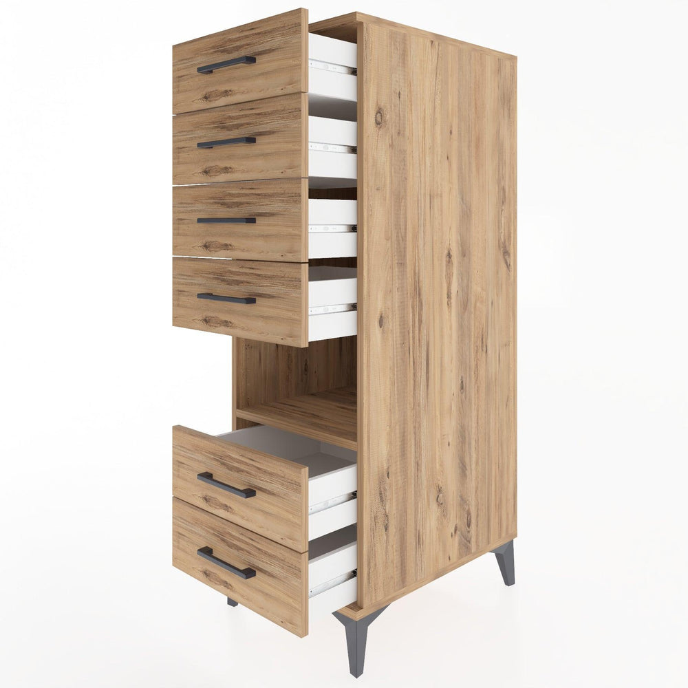 Woodntry Modular Cabinet Pine 44x30x122 cm with Drawers and Shelves CR61-3