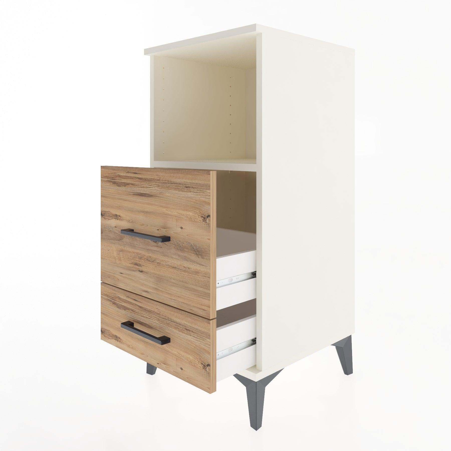 Woodntry Modular Nightstand Moonstone 44x44x84 cm with Drawer and Shelf CR12-1