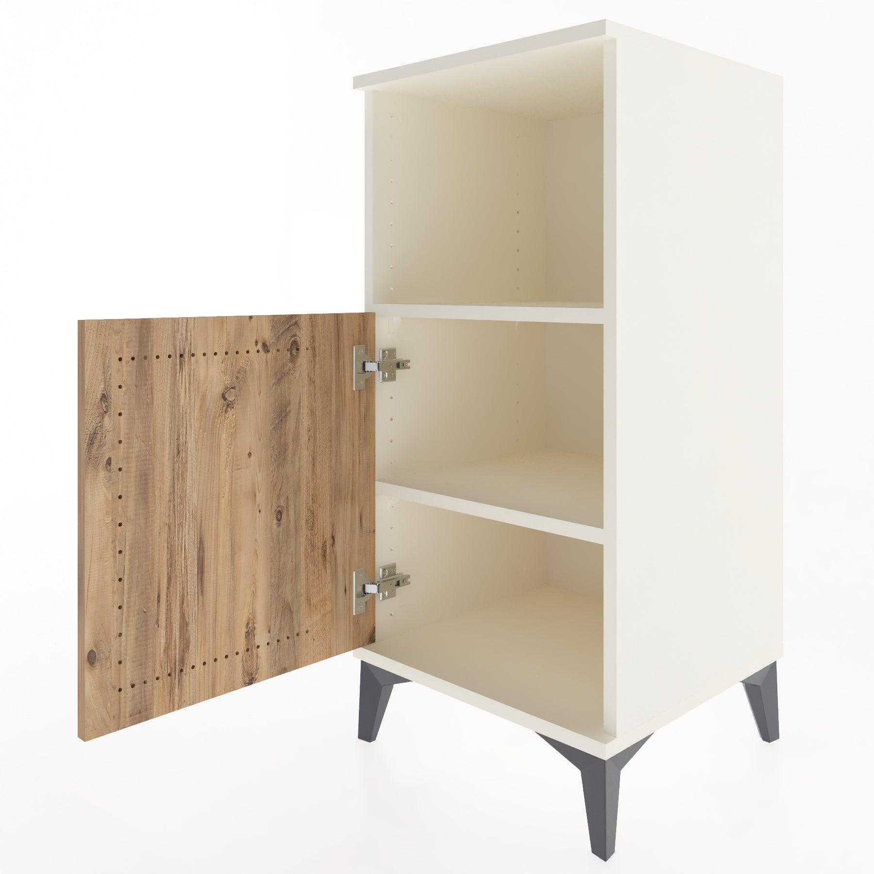 Woodntry Modular Nightstand Moonstone 44x44x84 cm with Cover and Shelf KR34-1