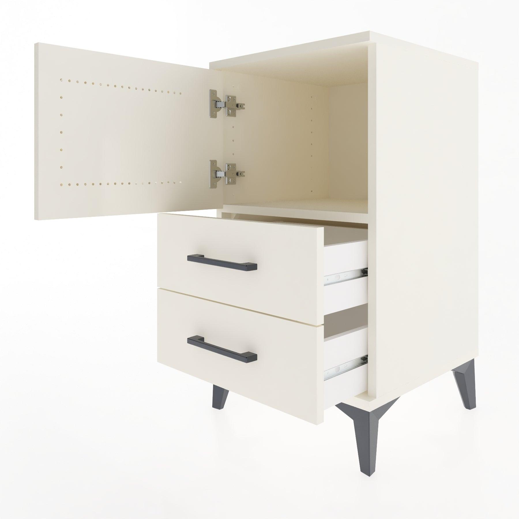 Woodntry Modular Nightstand Moonstone 44x44x68 cm with Cover and Drawer KC12-1