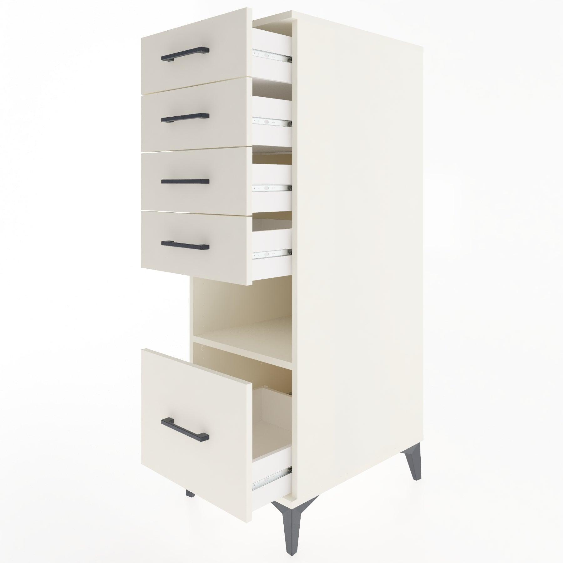 Woodntry Modular Cabinet Moonstone 44x30x122 cm with Drawers and Shelves CR12-1