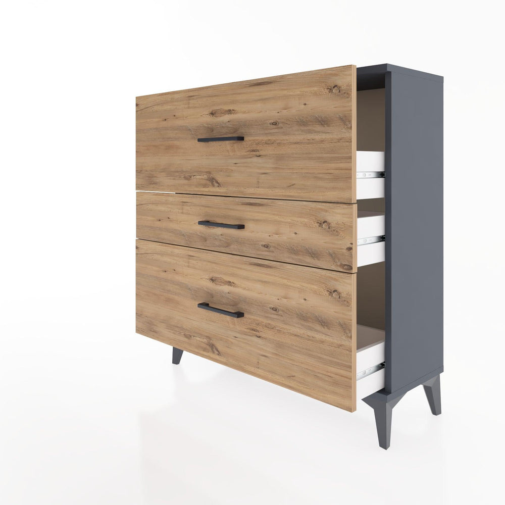 Woodntry Modüler Şifonyer Antrasit 88x30x84 cm Çekmeceli C12-2