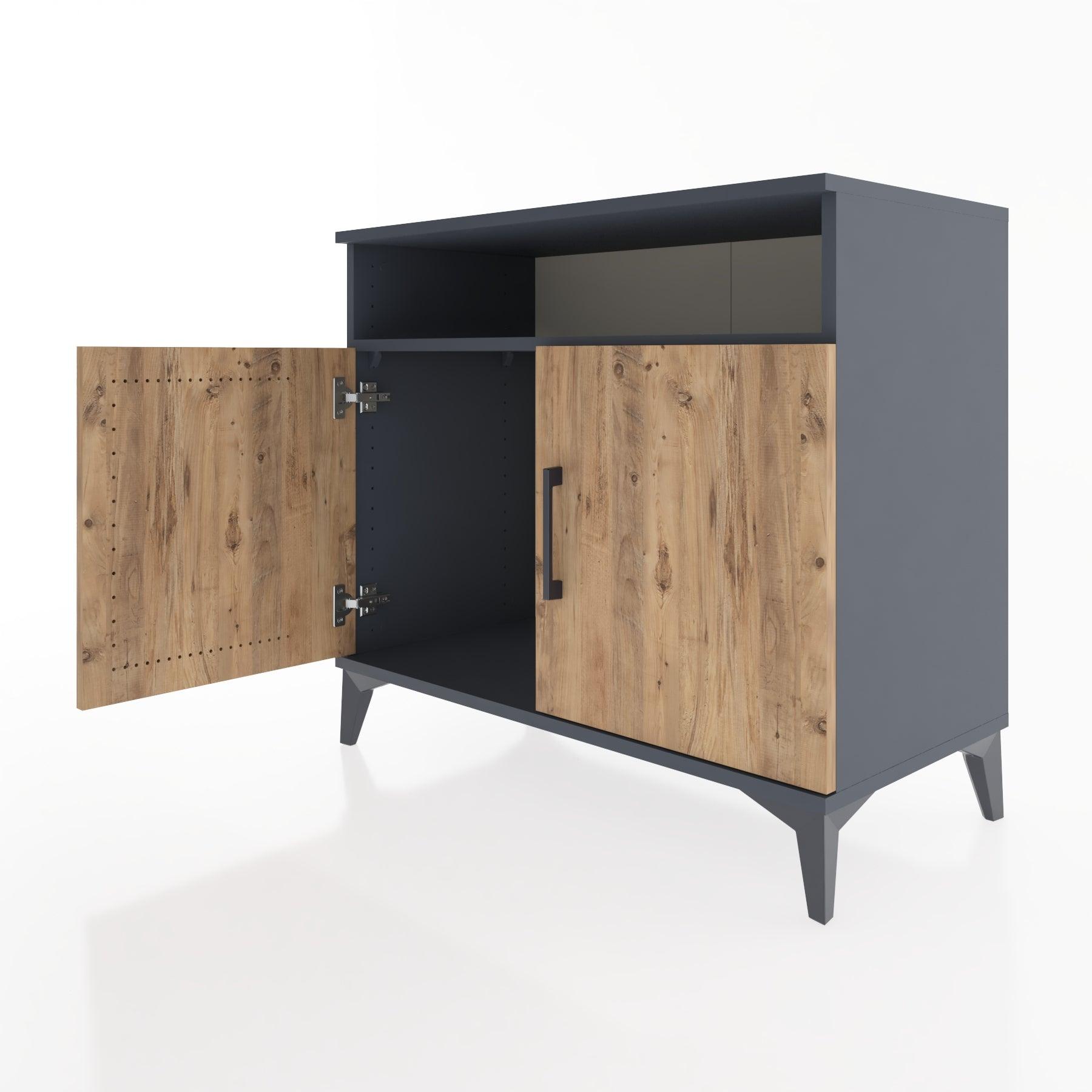 Woodntry Modüler Şifonyer Antrasit 88x44x68 cm Kapaklı ve Raflı KR12-2