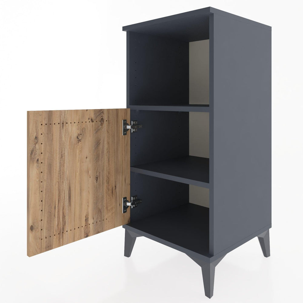 Woodntry Modular Nightstand Anthracite 44x44x84 cm with Cover and Shelf KR34-2