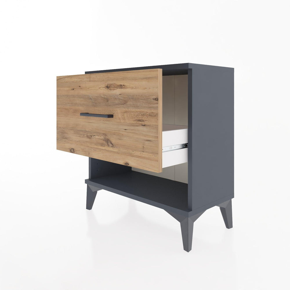 Woodntry Modular Nightstand Anthracite 60x30x52 cm with Drawers and Shelves CR12-2