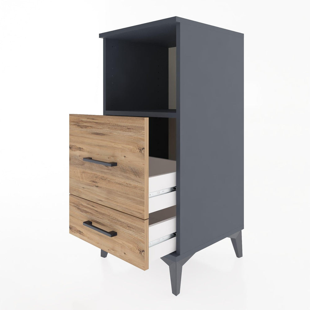 Woodntry Modular Nightstand Anthracite 44x44x84 cm with Drawers and Shelves CR12-2
