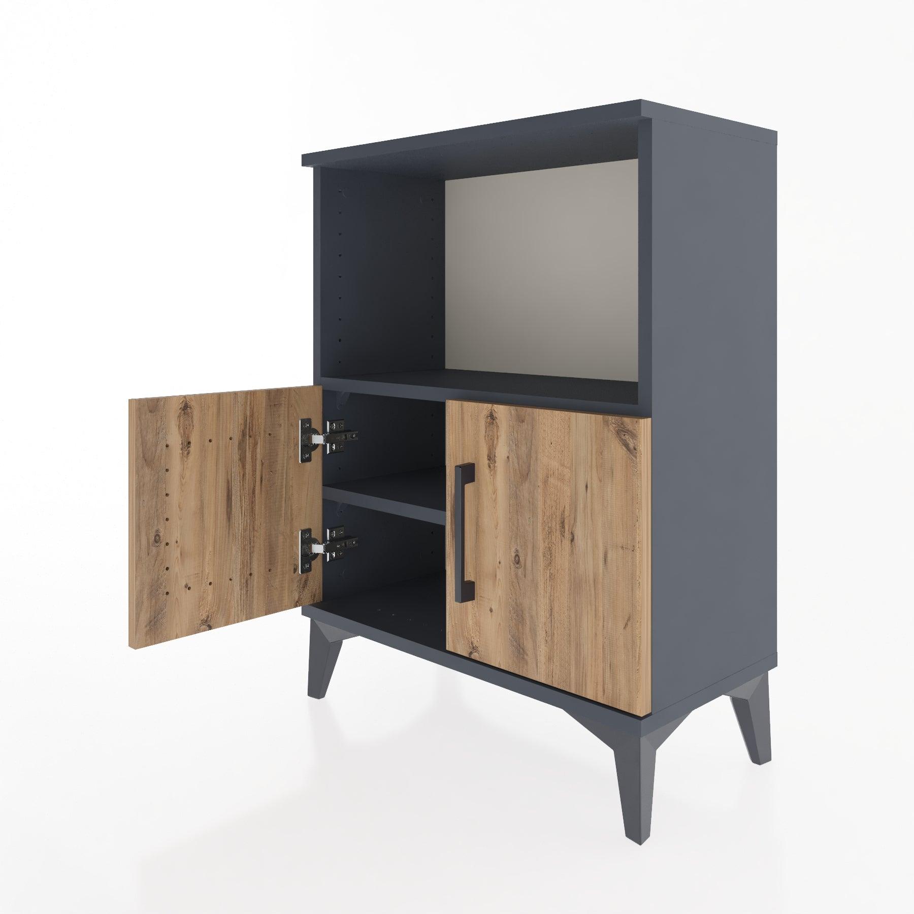 Woodntry Modular Nightstand Anthracite 60x30x68 cm with Cover and Shelf KR12-2
