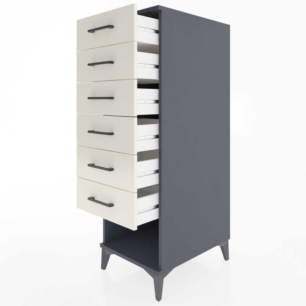 Woodntry Modüler Dolap Antrasit 44x59x122 cm Çekmeceli ve Raflı CR62-2