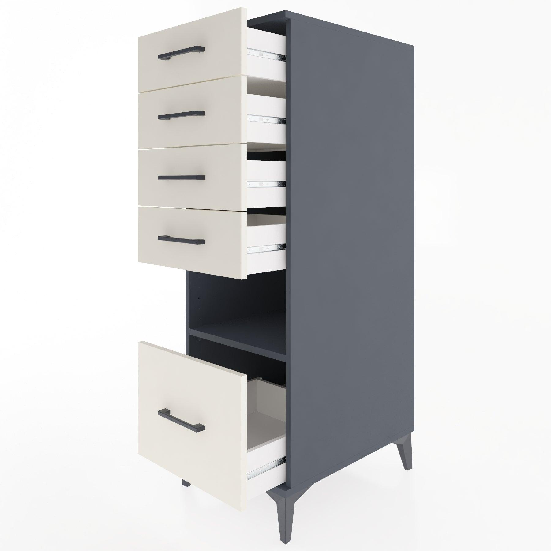 Woodntry Modular Cabinet Anthracite 44x30x122 cm with Drawers and Shelves CR12-2