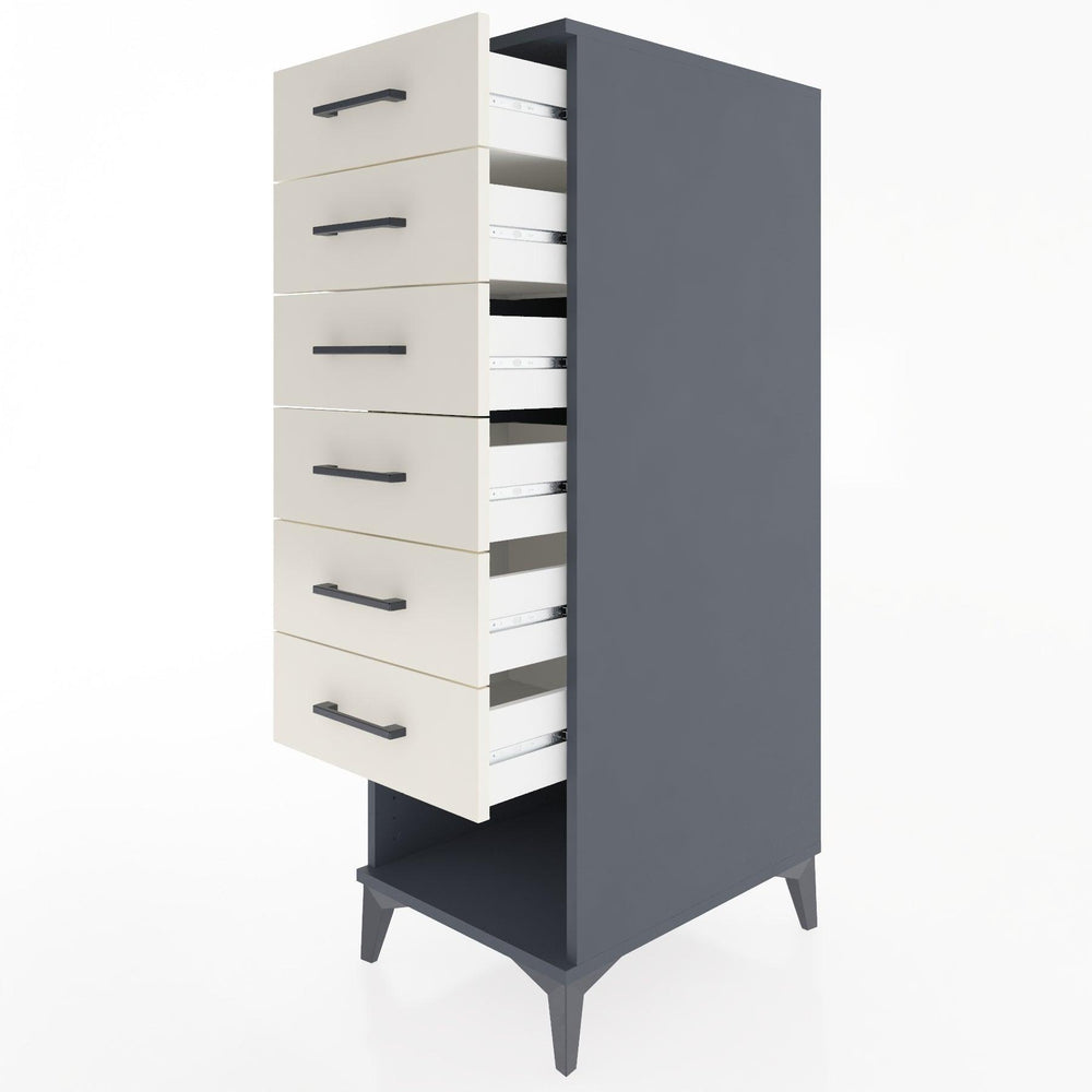 Woodntry Modüler Dolap Antrasit 44x30x122 cm Kapaklı ve Çekmeceli KC62-2