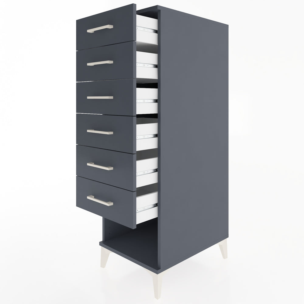 Woodntry Modüler Dolap Antrasit 44x59x122 cm Çekmeceli ve Raflı CR62-2