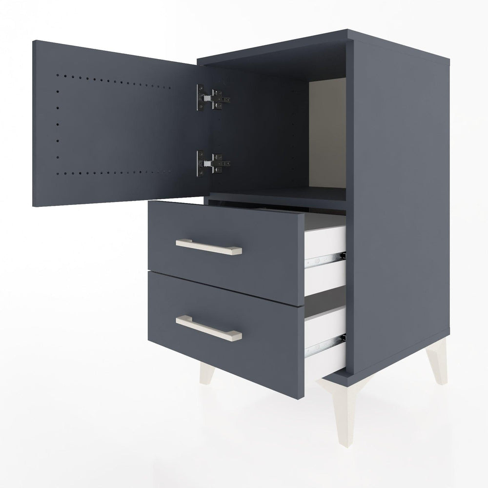 Woodntry Modular Nightstand Anthracite 44x44x68 cm with Cover and Drawer KC12-2