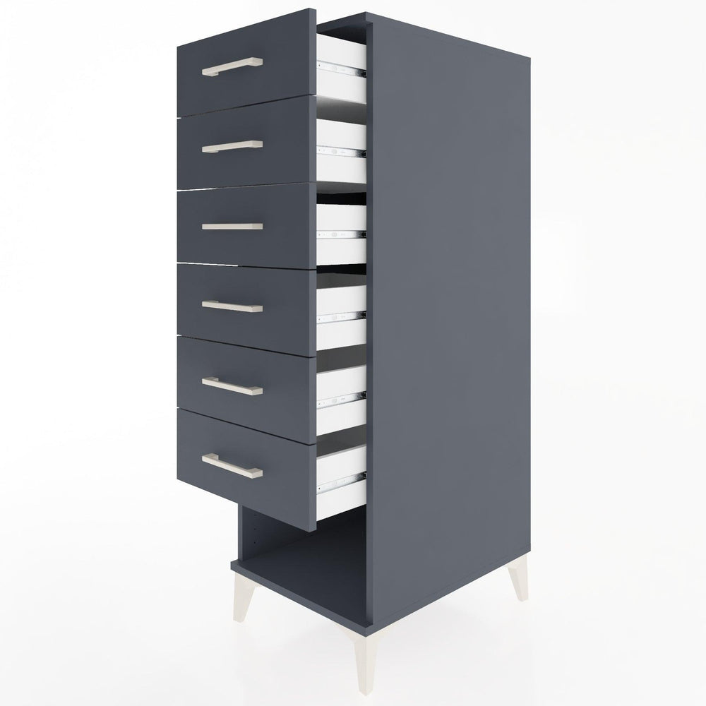 Woodntry Modüler Dolap Antrasit 44x30x122 cm Kapaklı ve Çekmeceli KC62-2