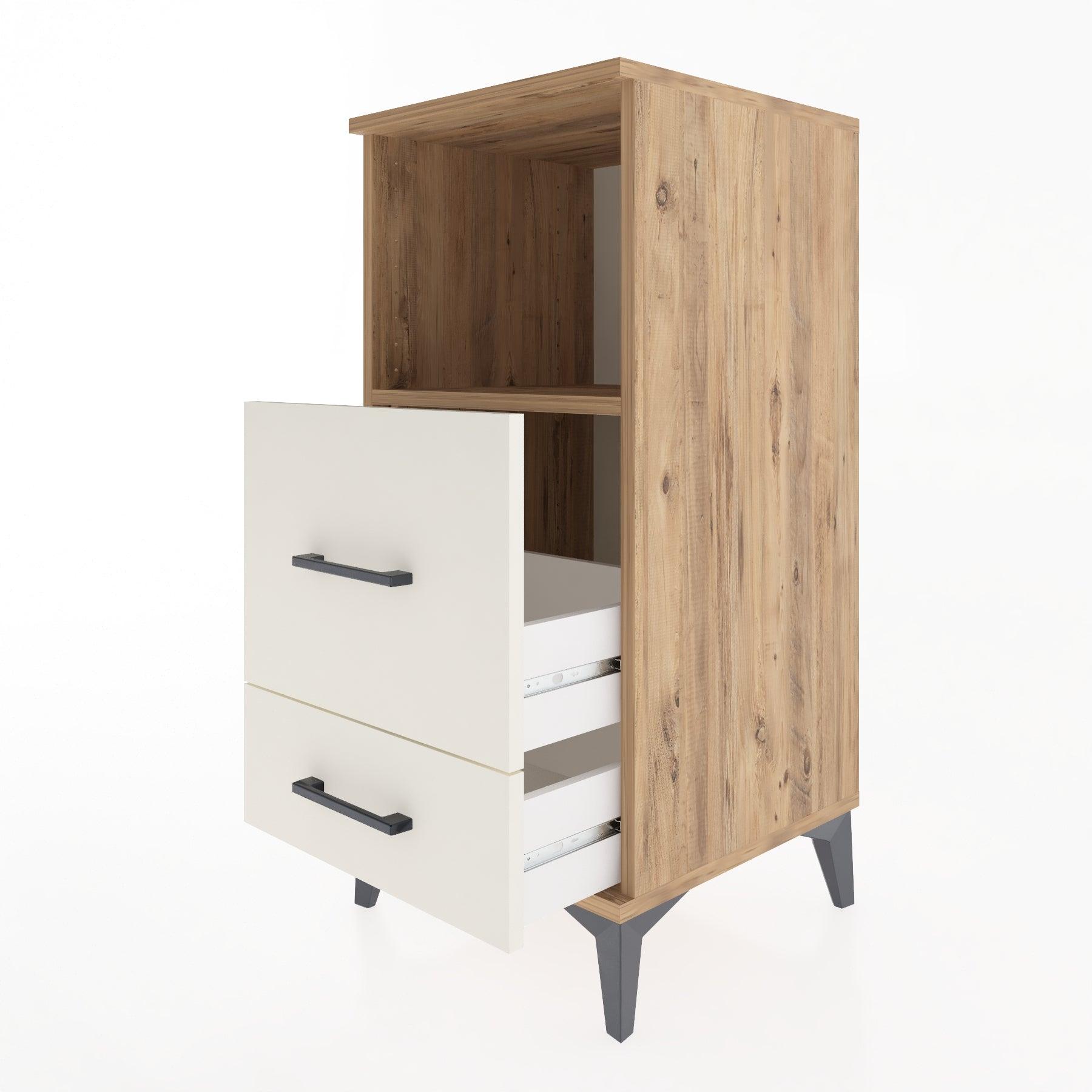 Woodntry Modular Nightstand Pine 44x44x84 cm with Drawers and Shelves CR12-3