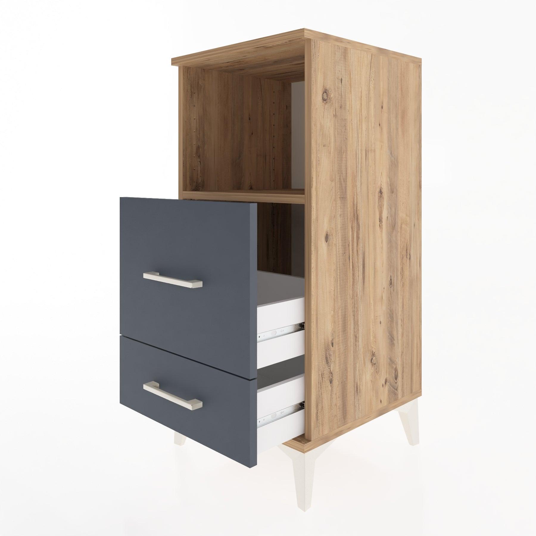 Woodntry Modular Nightstand Pine 44x44x84 cm with Drawers and Shelves CR12-3