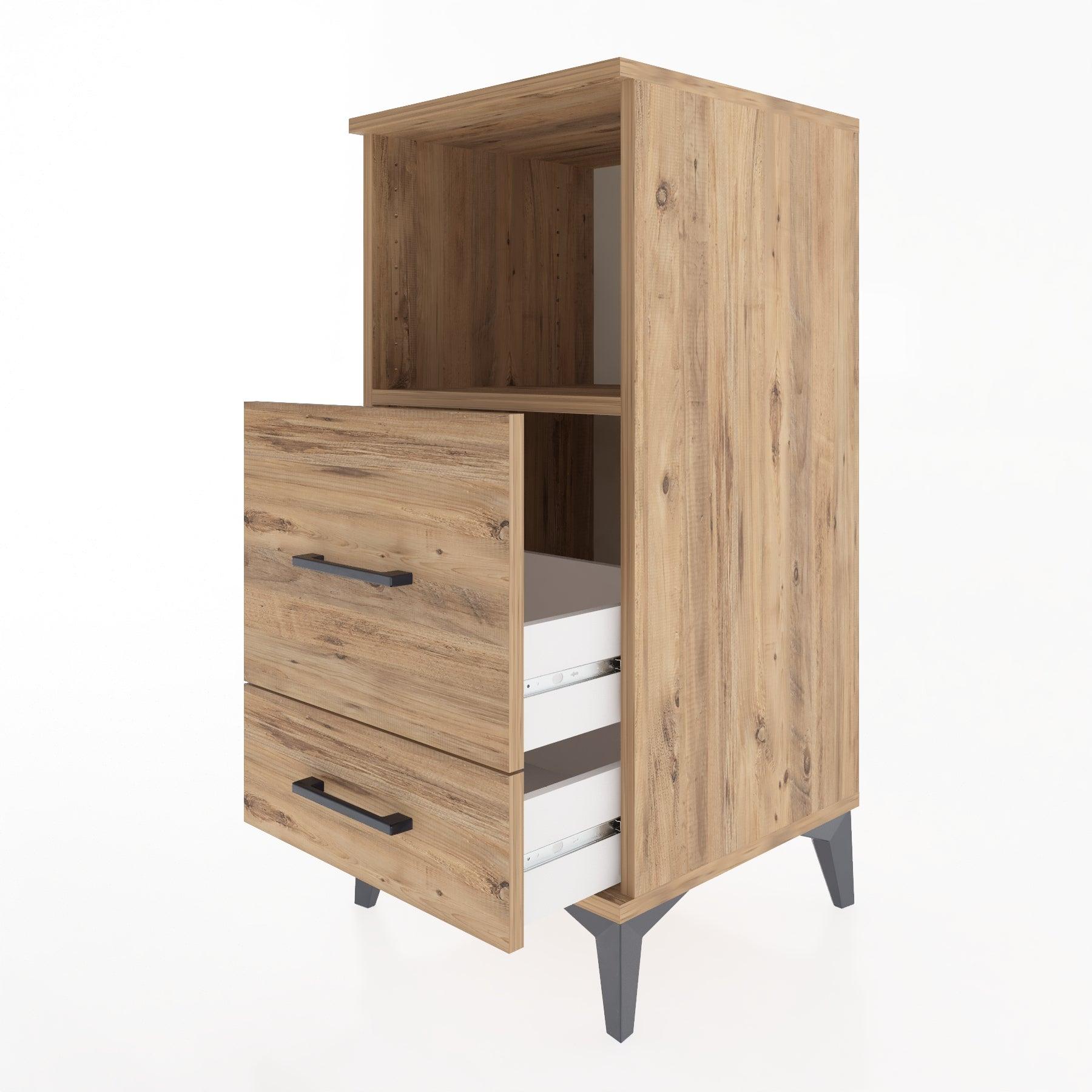 Woodntry Modular Nightstand Pine 44x44x84 cm with Drawers and Shelves CR12-3