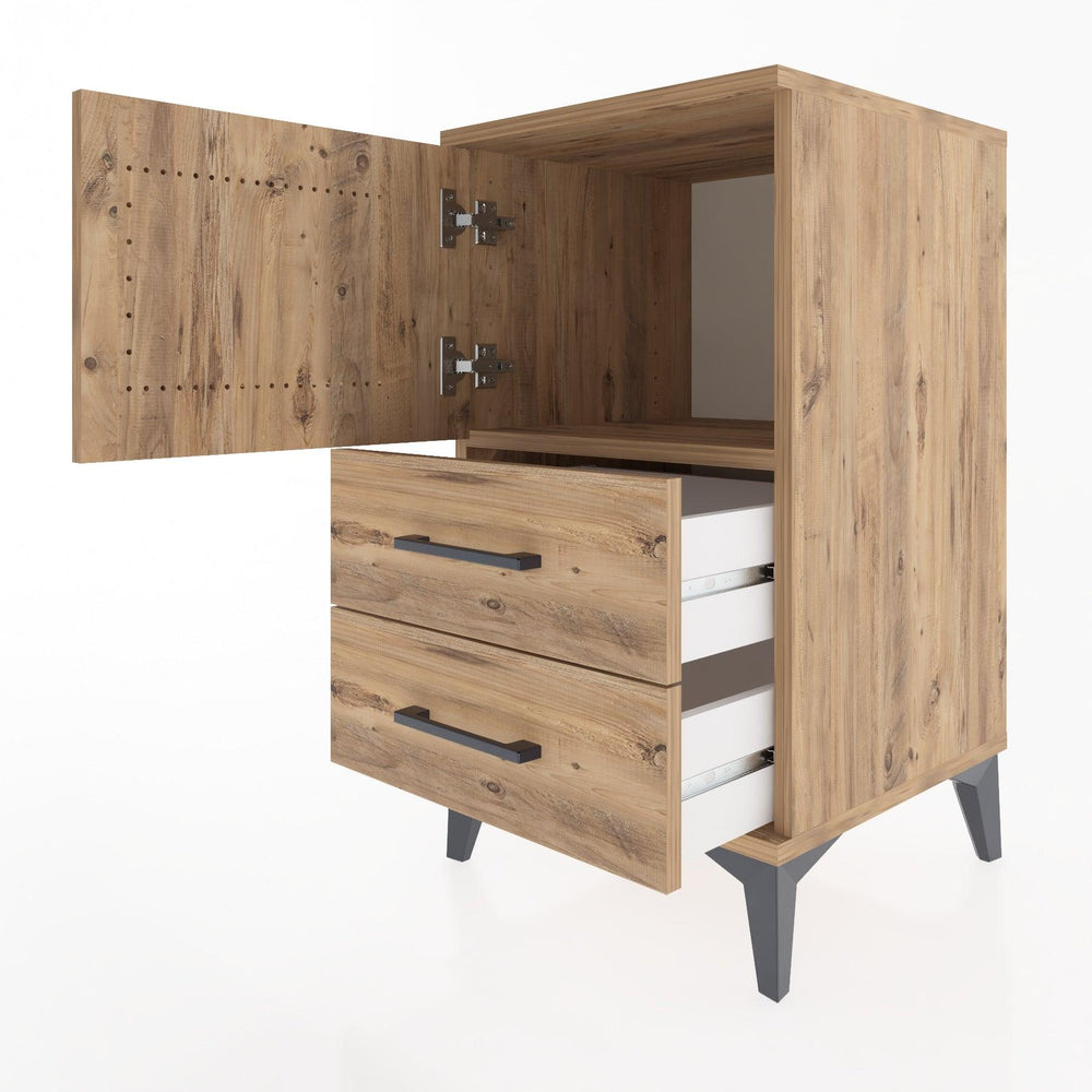 Woodntry Modular Nightstand Pine 44x44x68 cm with Cover and Drawer KC12-3