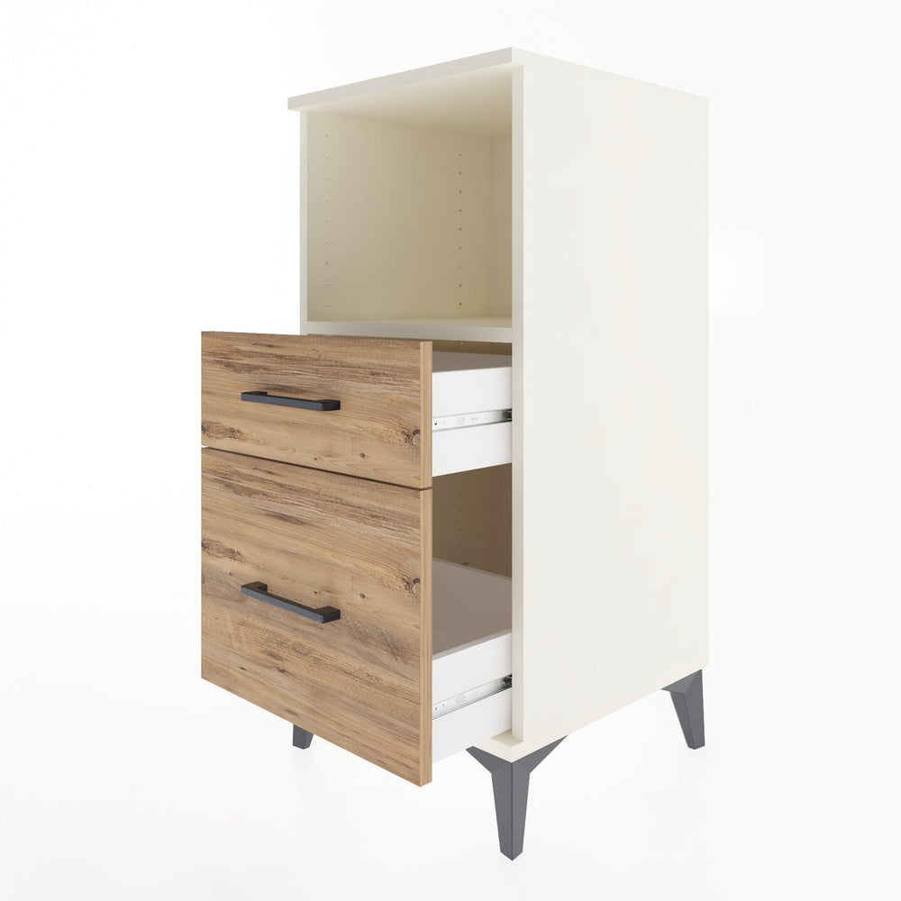 Woodntry Modular Nightstand Moonstone 44x44x84 cm with Drawer and Shelf CR13-1