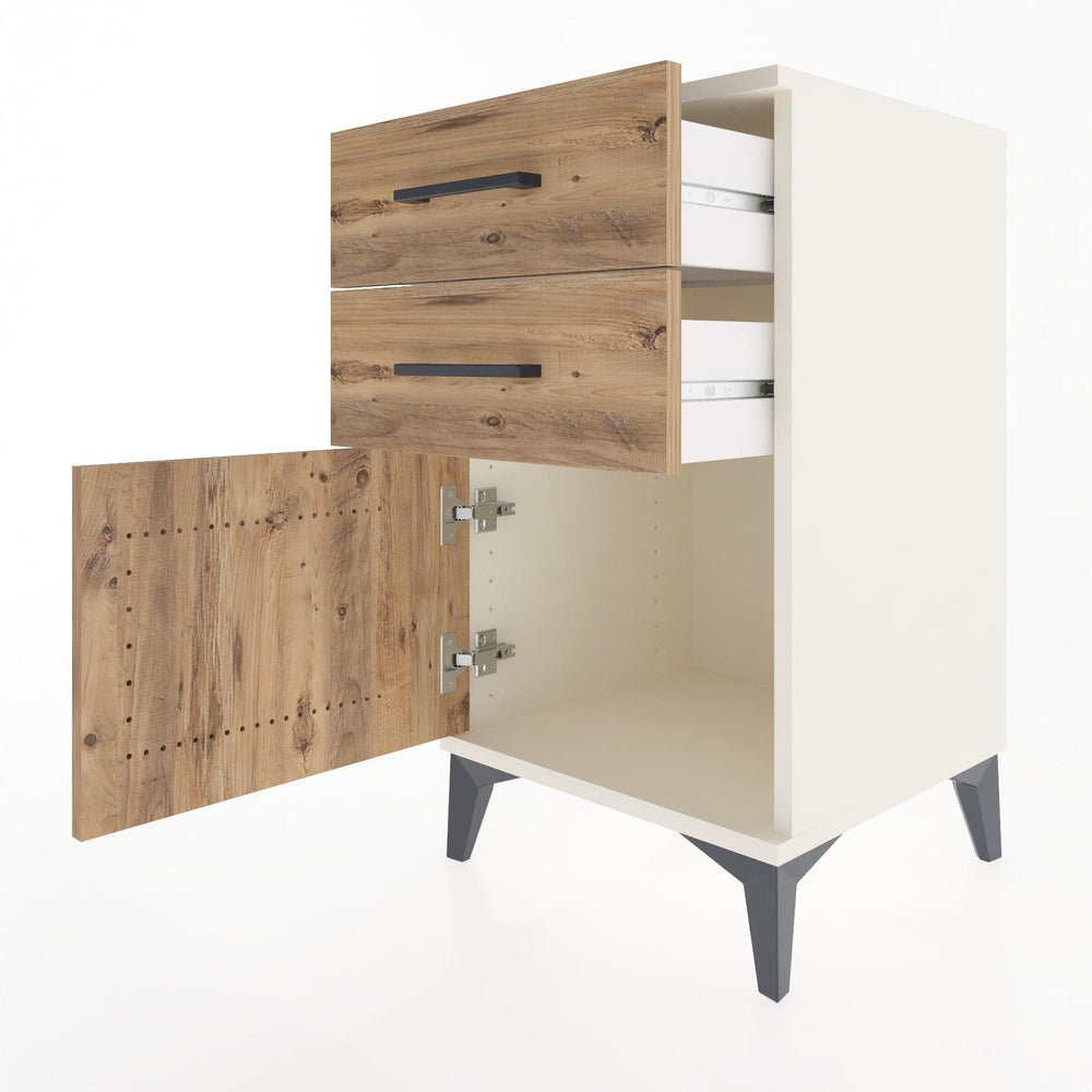 Woodntry Modular Nightstand Moonstone 44x44x68 cm with Cover and Drawer KC13-1