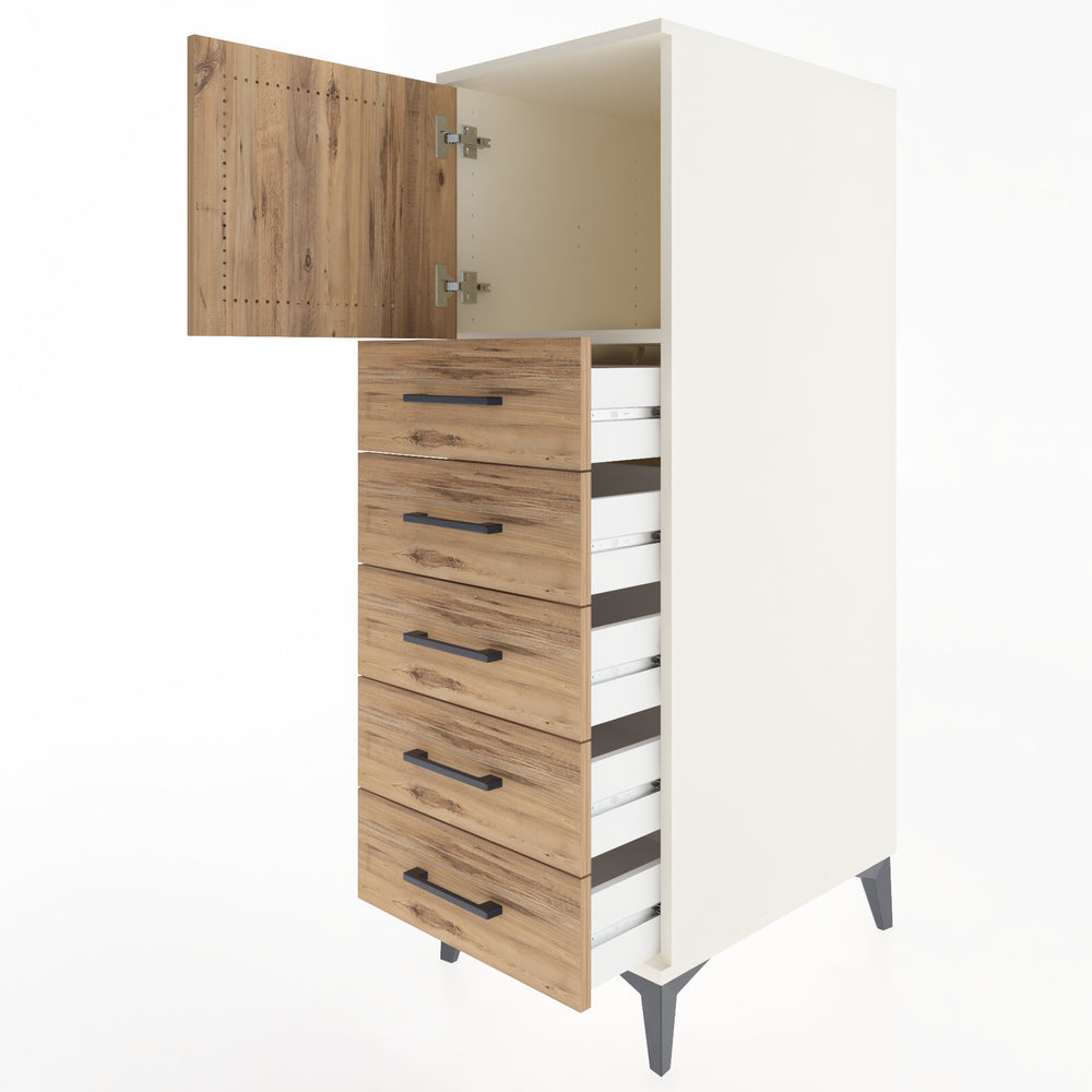 Woodntry Modular Cabinet Moonstone 44x59x122 cm with Doors and Drawers KC63-1