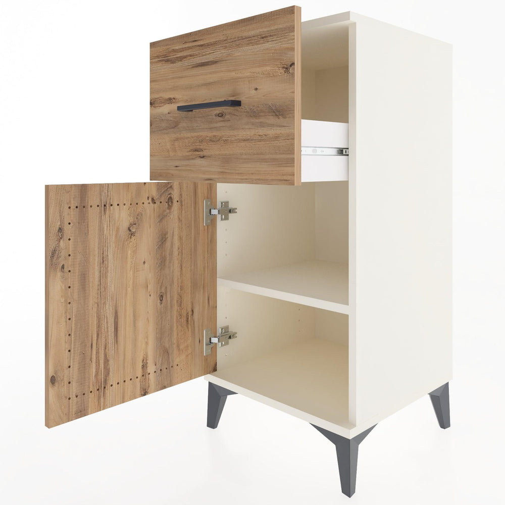 Woodntry Modular Nightstand Moonstone 44x44x84 cm with Cover and Drawer KC35-1