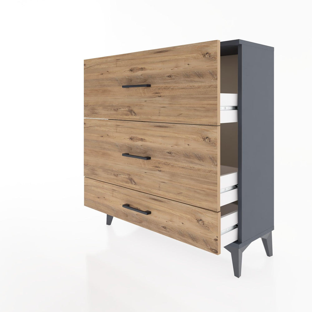 Woodntry Modüler Şifonyer Antrasit 88x30x84 cm Çekmeceli C13-2