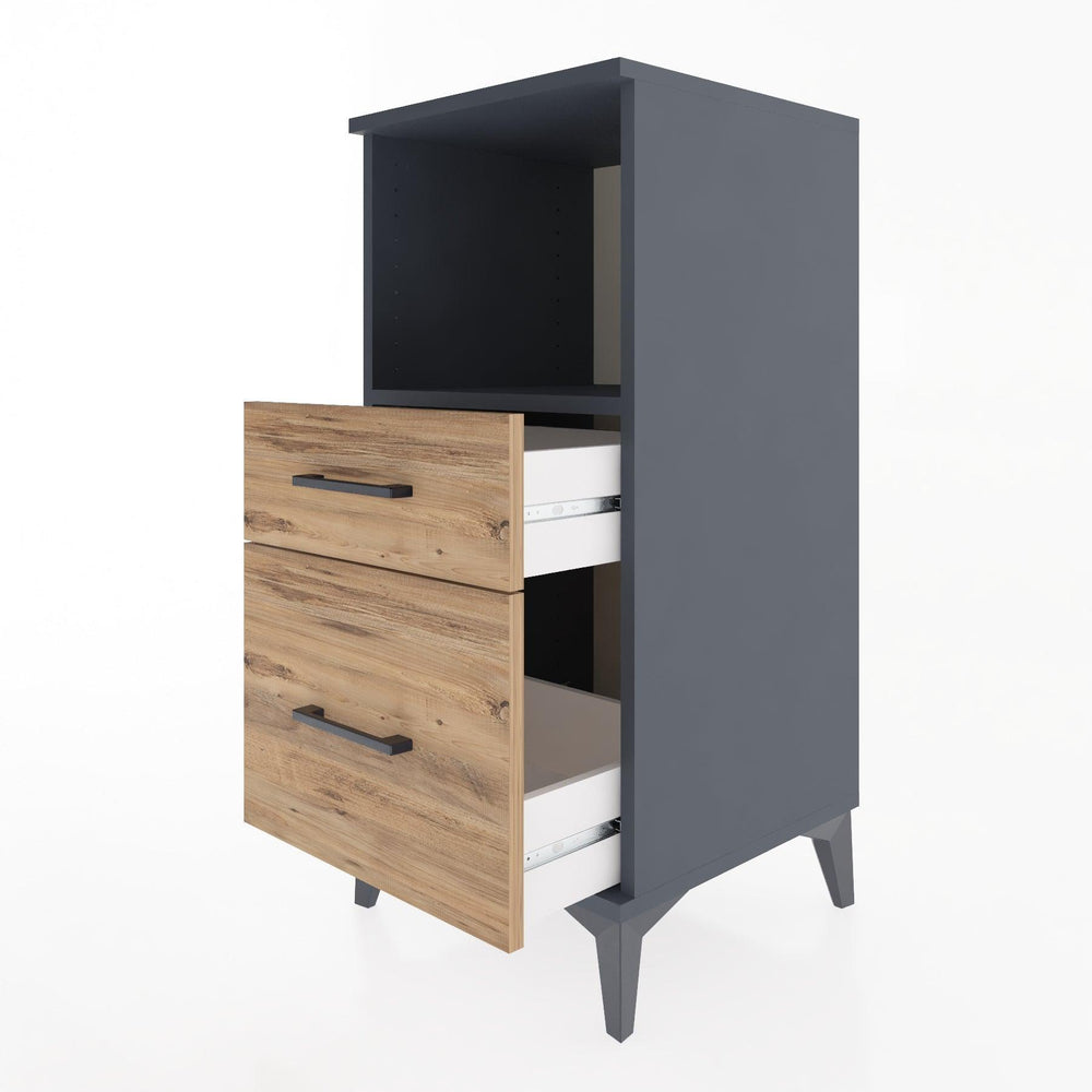Woodntry Modular Nightstand Anthracite 44x44x84 cm with Drawers and Shelves CR13-2