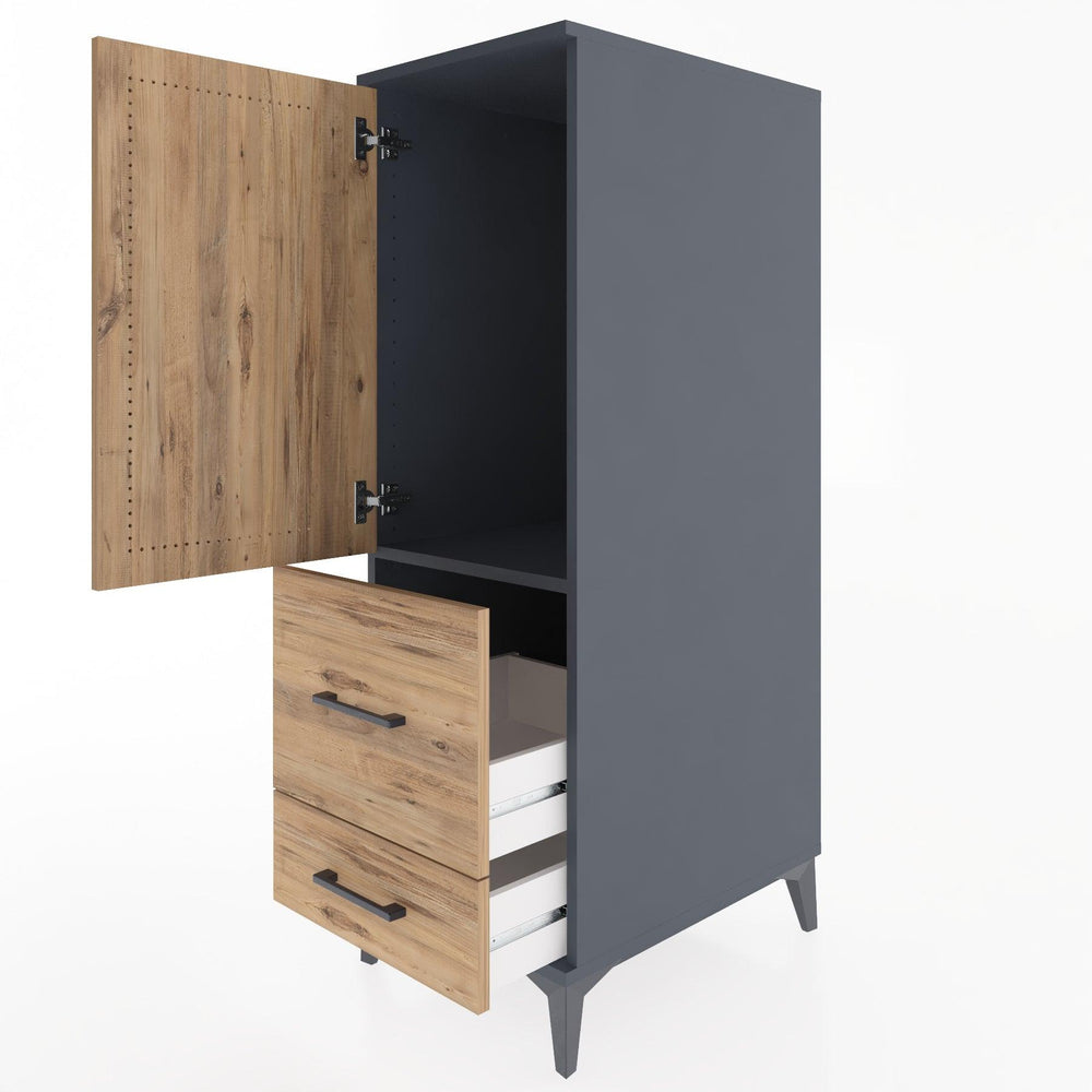 Woodntry Modular Cabinet Anthracite 44x59x122 cm with Doors and Drawers KC113-2