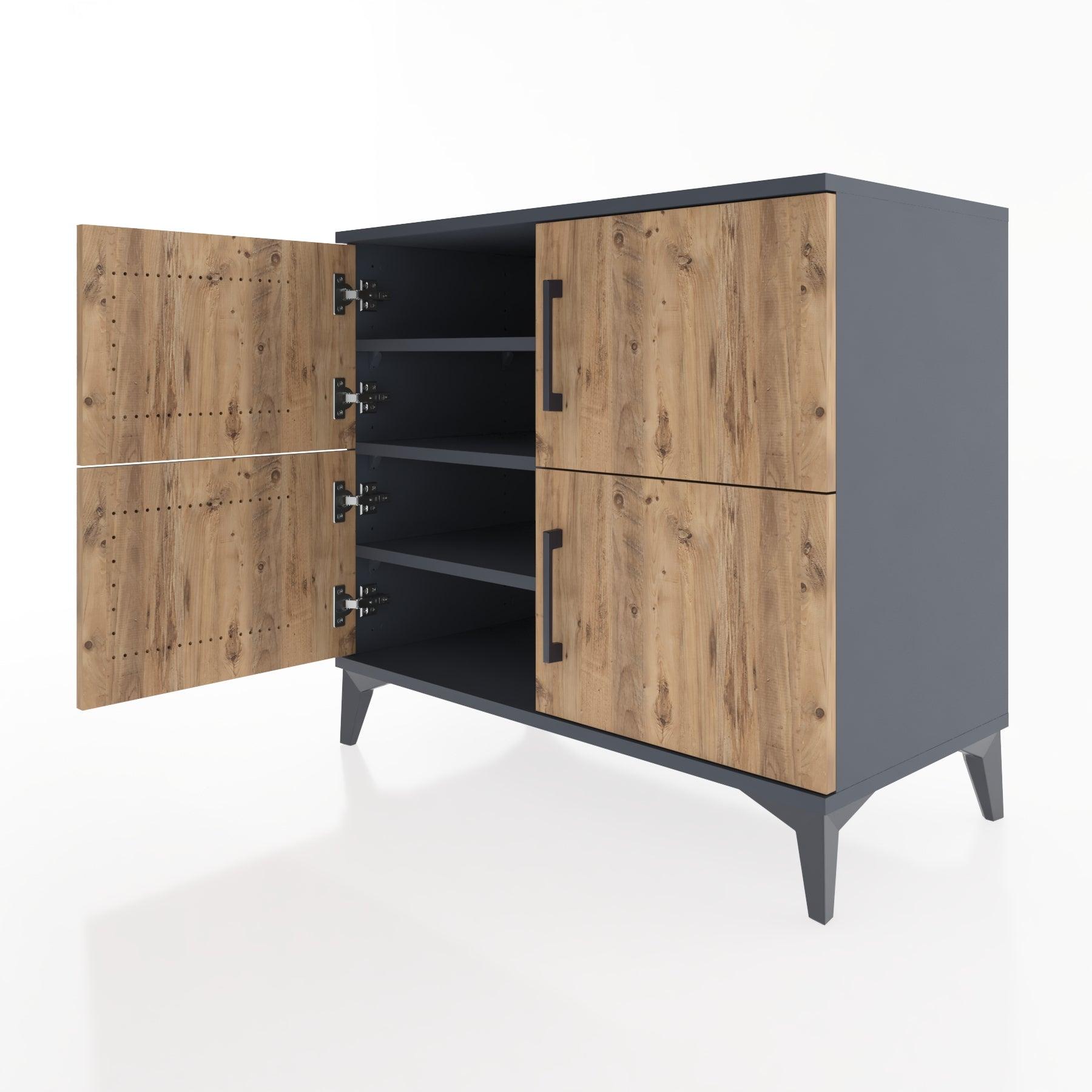 Woodntry Modüler Şifonyer Antrasit 88x44x68 cm Kapaklı K13-2