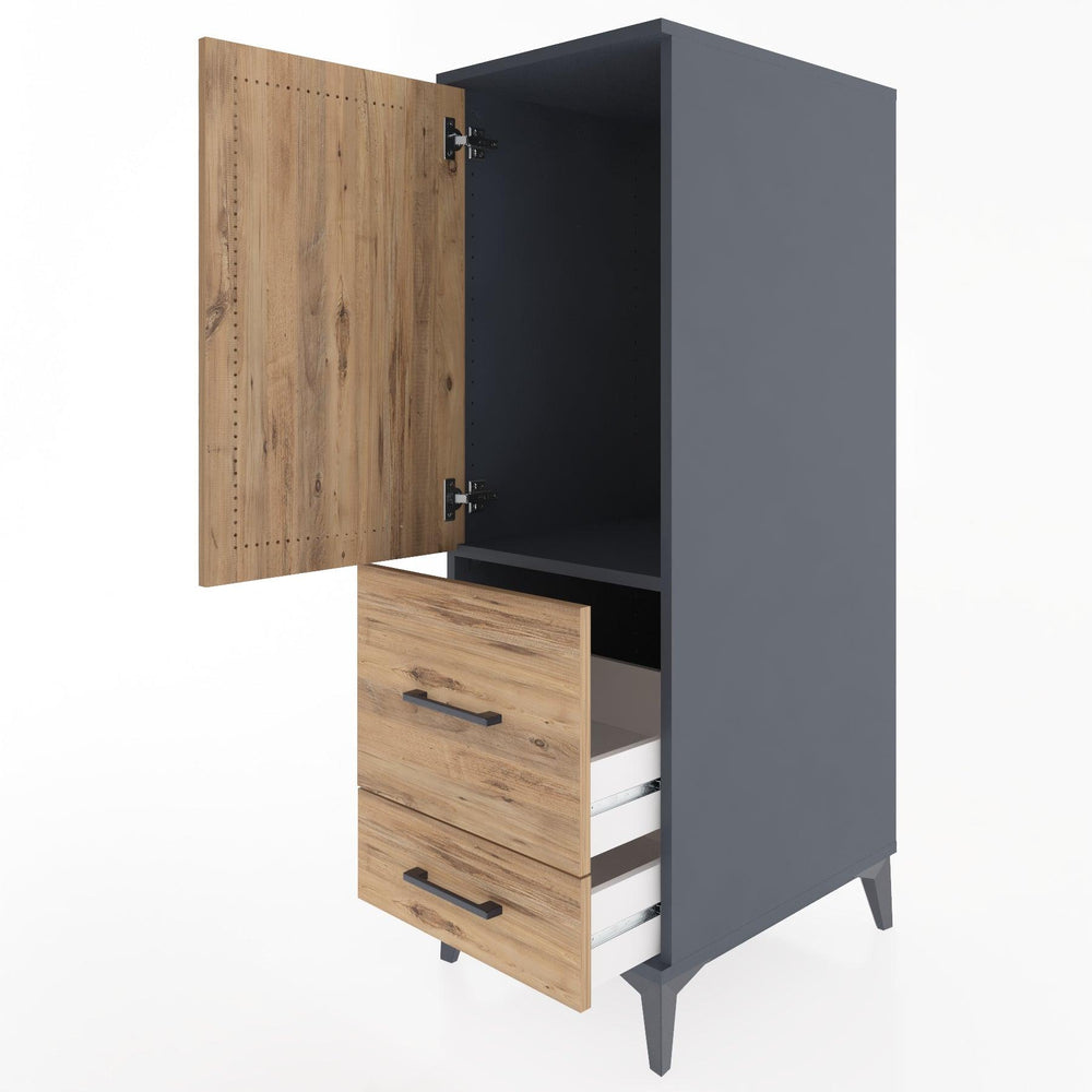 Woodntry Modular Cabinet Anthracite 44x30x122 cm with Doors and Drawers KC13-2