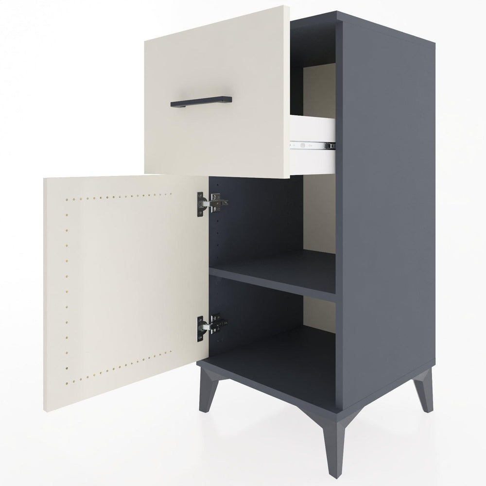 Woodntry Modular Nightstand Anthracite 44x44x84 cm with Cover and Drawer KC35-2