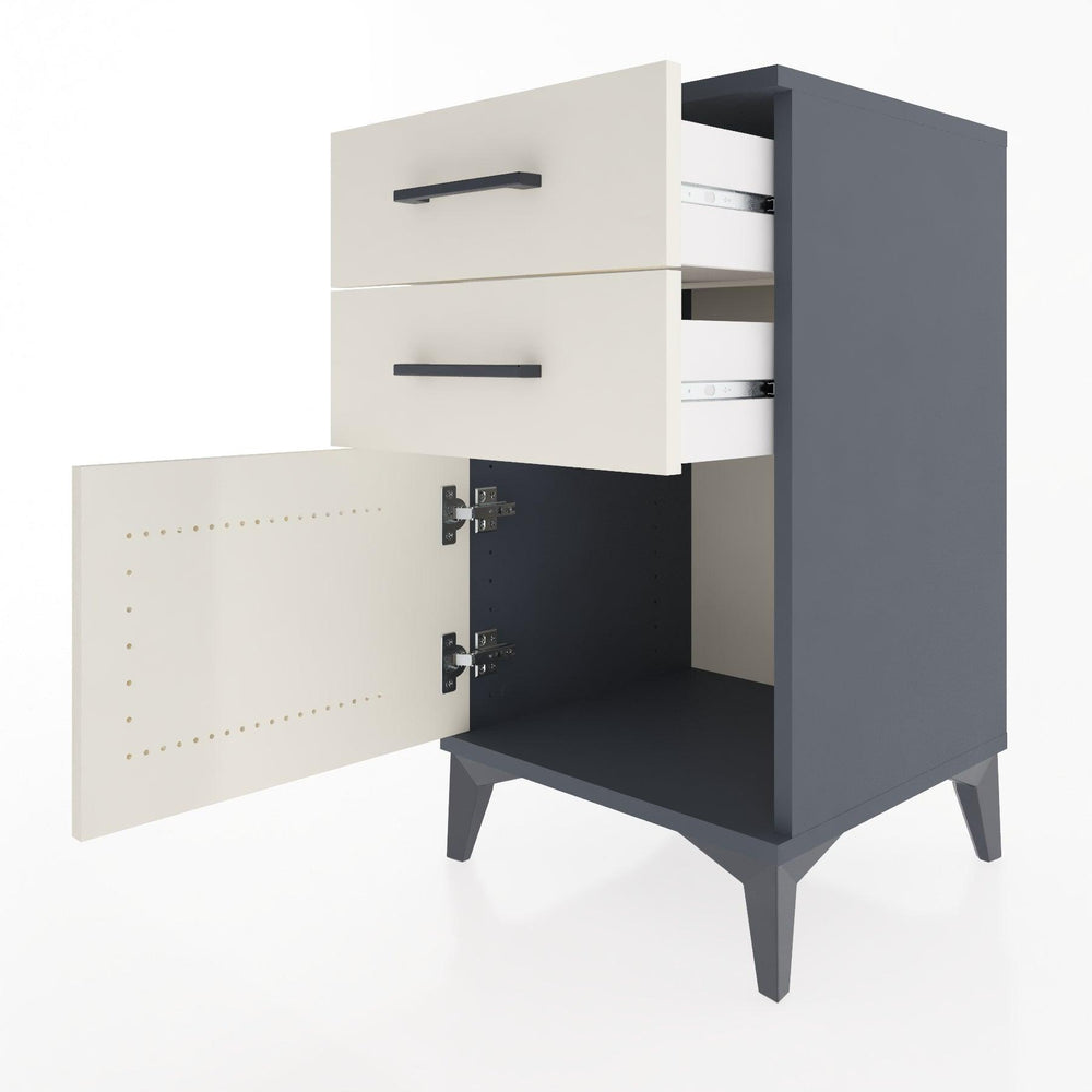 Woodntry Modular Nightstand Anthracite 44x44x68 cm with Cover and Drawer KC13-2