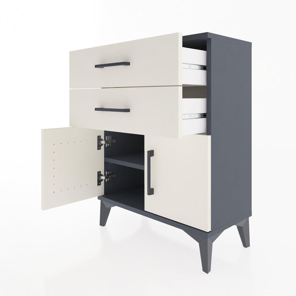 Woodntry Modüler Komodin Antrasit 60x30x68 cm Kapaklı ve Çekmeceli KC13-2