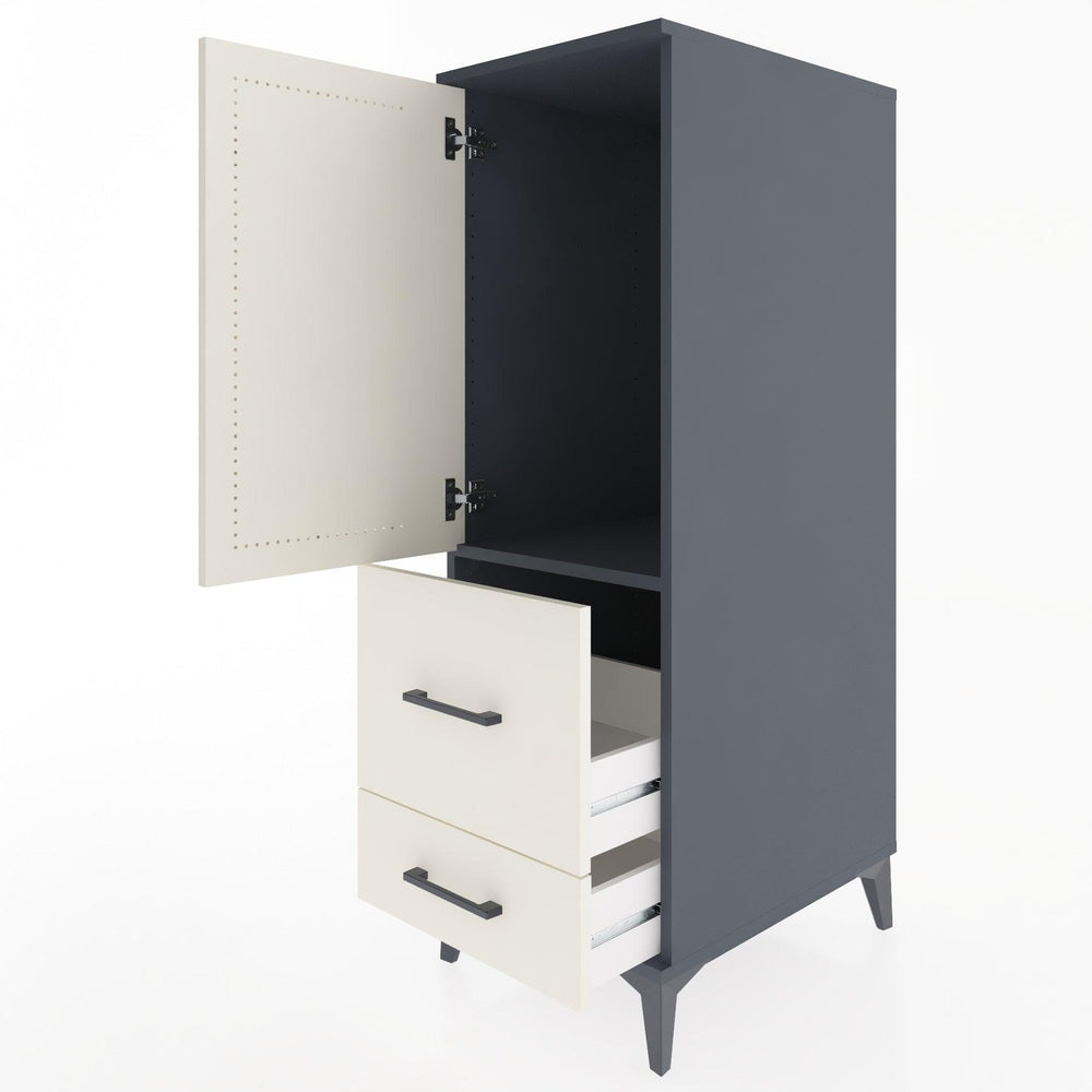 Woodntry Modüler Dolap Antrasit 44x59x122 cm Kapaklı ve Çekmeceli KC13-2