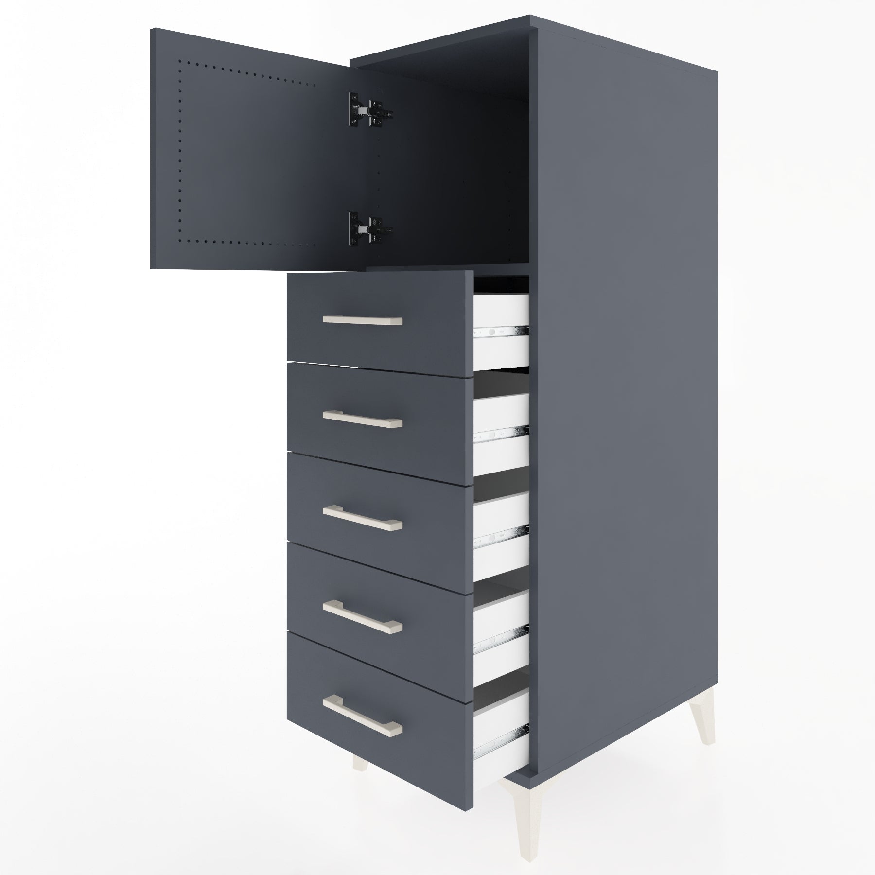 Woodntry Modular Cabinet Anthracite 44x59x122 cm with Doors and Drawers KC63-2